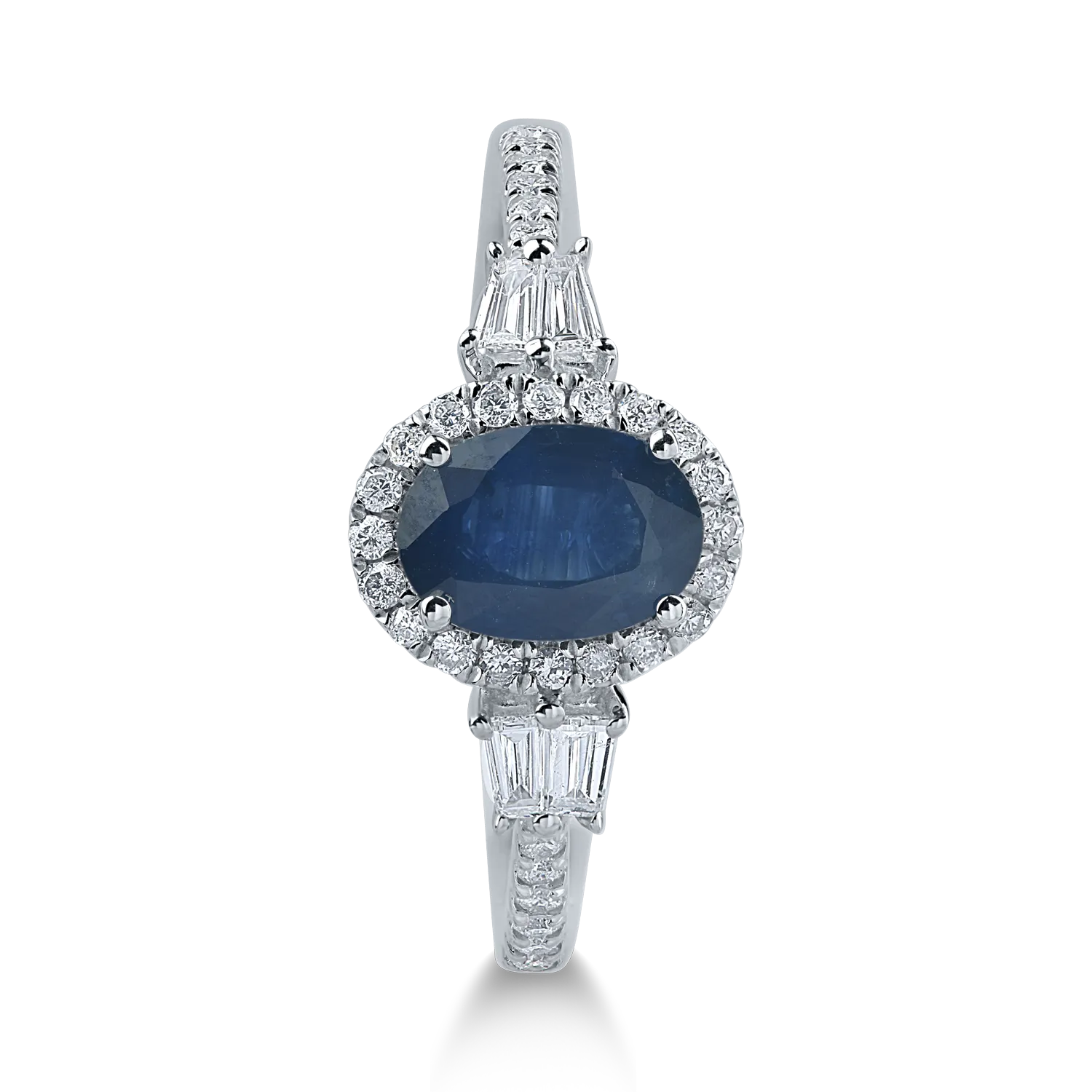 Пръстен от бяло злато с 0.98ct сапфир и 0.33ct диаманти