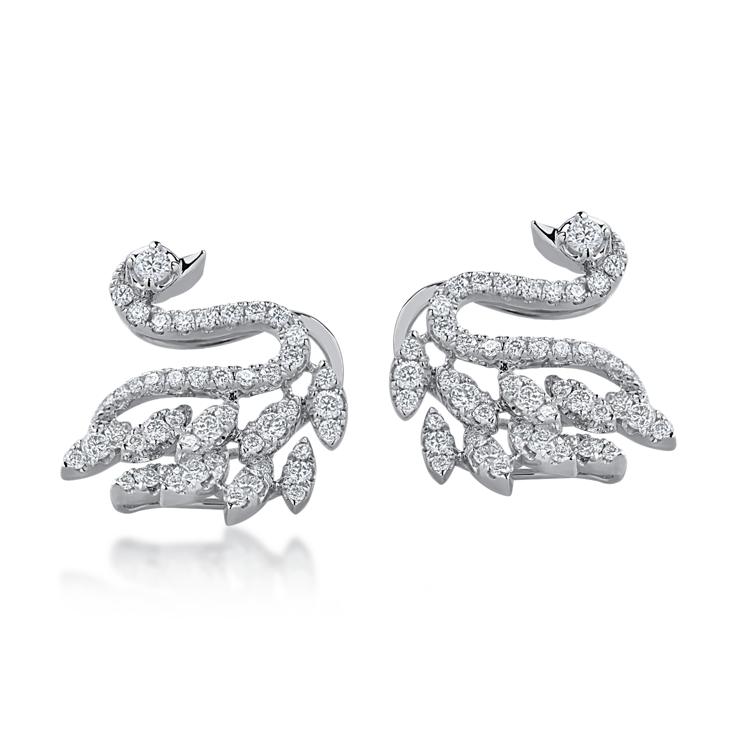 Kolczyki z białego złota z diamentami o masie 0.58ct