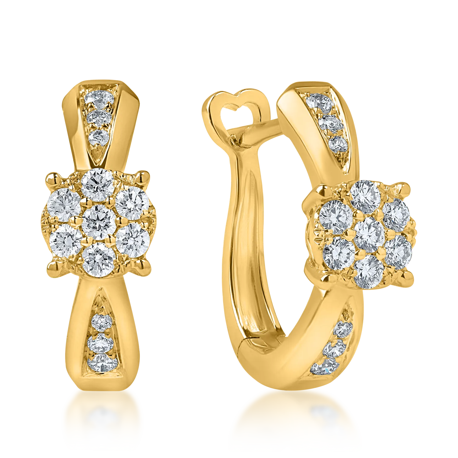 Cercei on-ear din aur galben cu diamante de 0.26ct