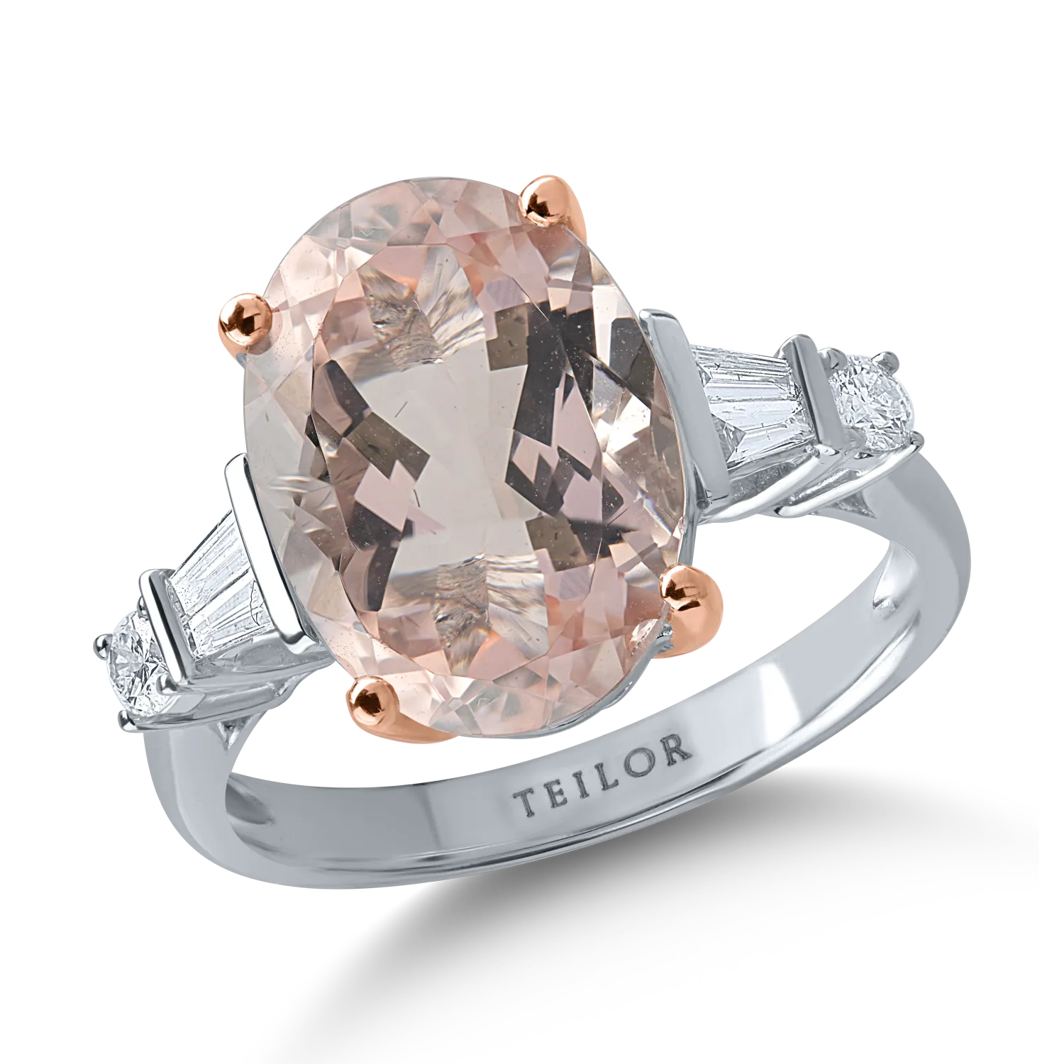 White-rose gold ring with 5.47ct morganite and 0.27ct diamonds