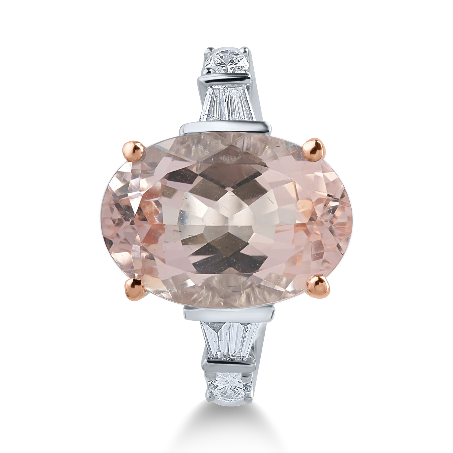 White-rose gold ring with 5.47ct morganite and 0.27ct diamonds