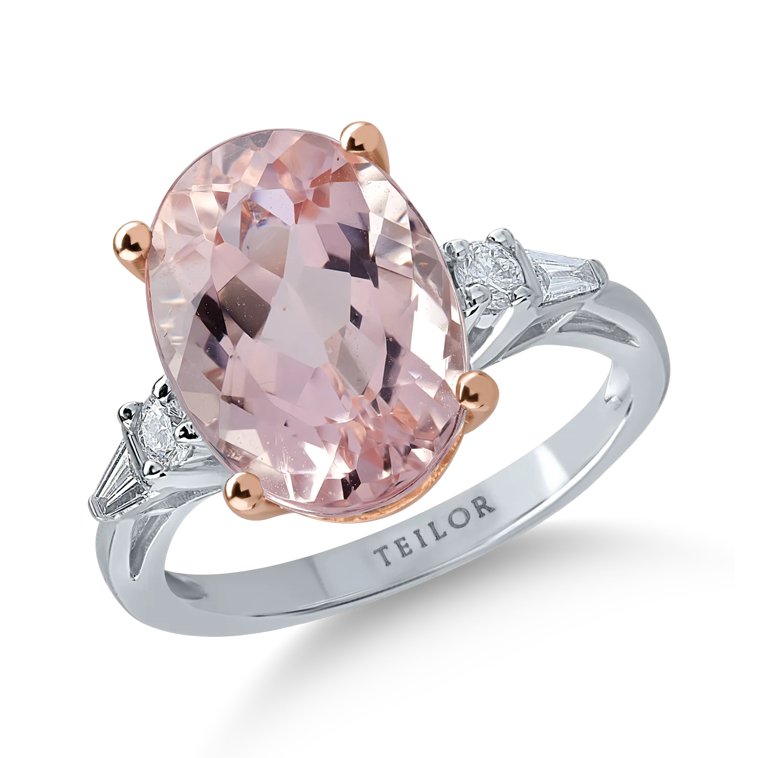White-rose gold ring with 5.99ct morganite and 0.24ct diamonds