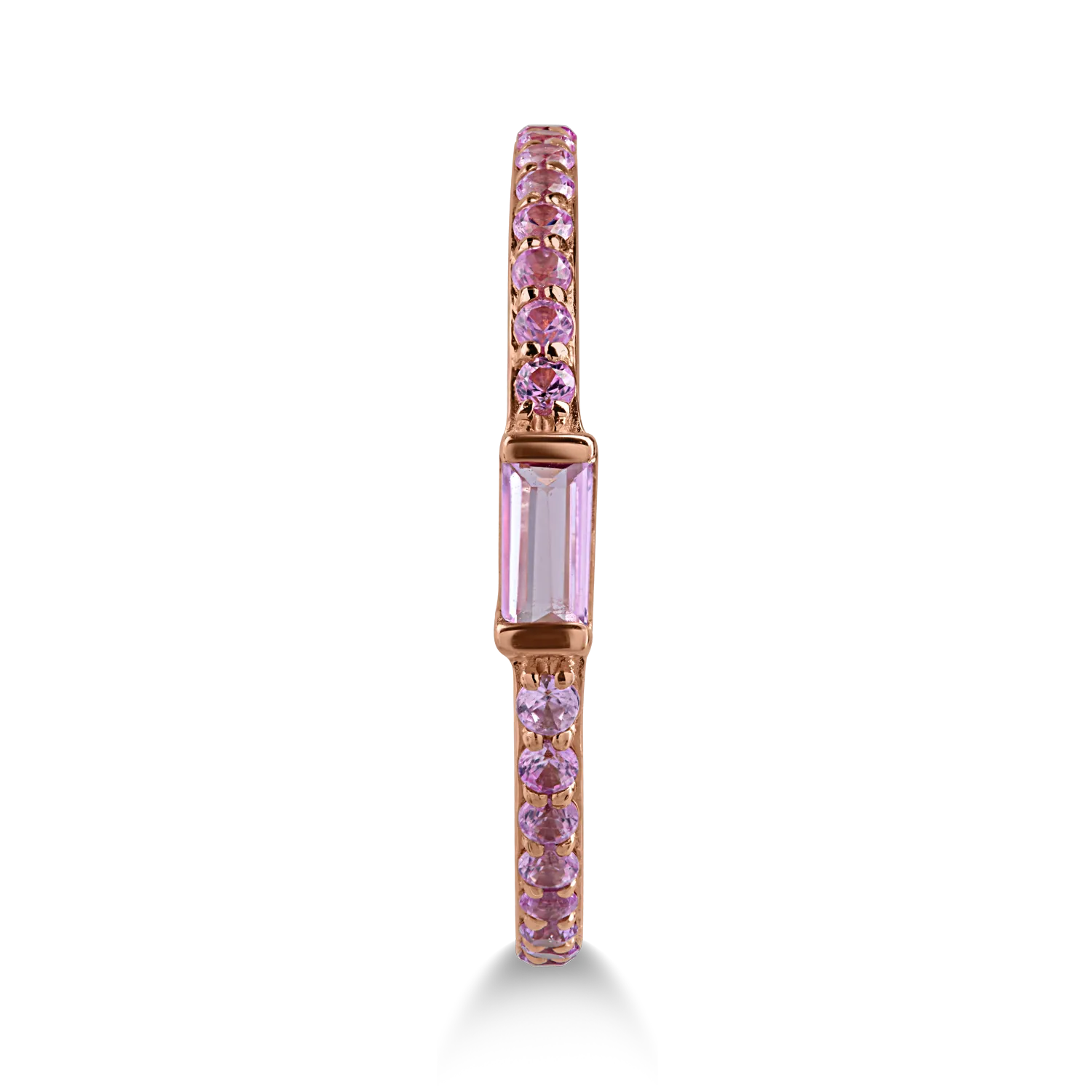 Pierścionek z różowego złota z różowym szafirem 0.1ct i różowymi szafirami 0.2ct