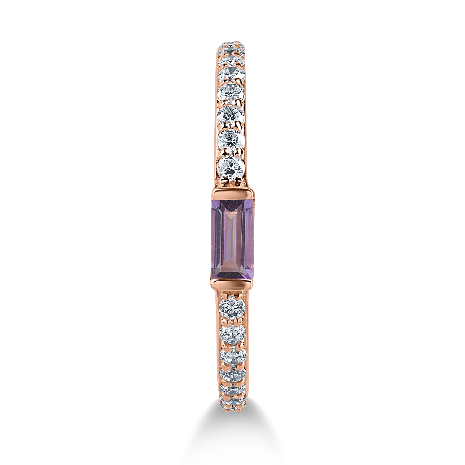 Inel din aur roz cu ametist de 0.09ct si diamante de 0.2ct