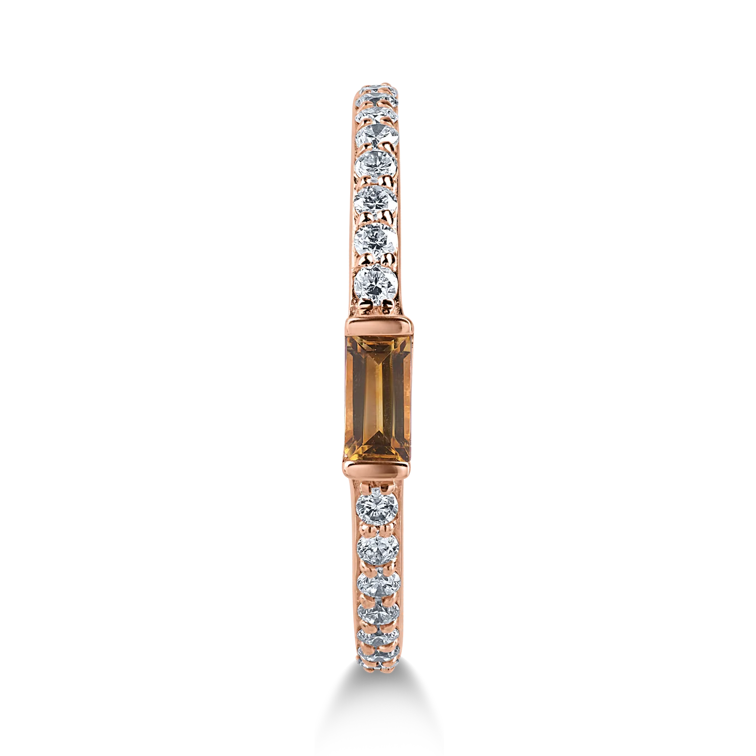 Rose gold ring with 0.12ct citrine and 0.25ct diamonds