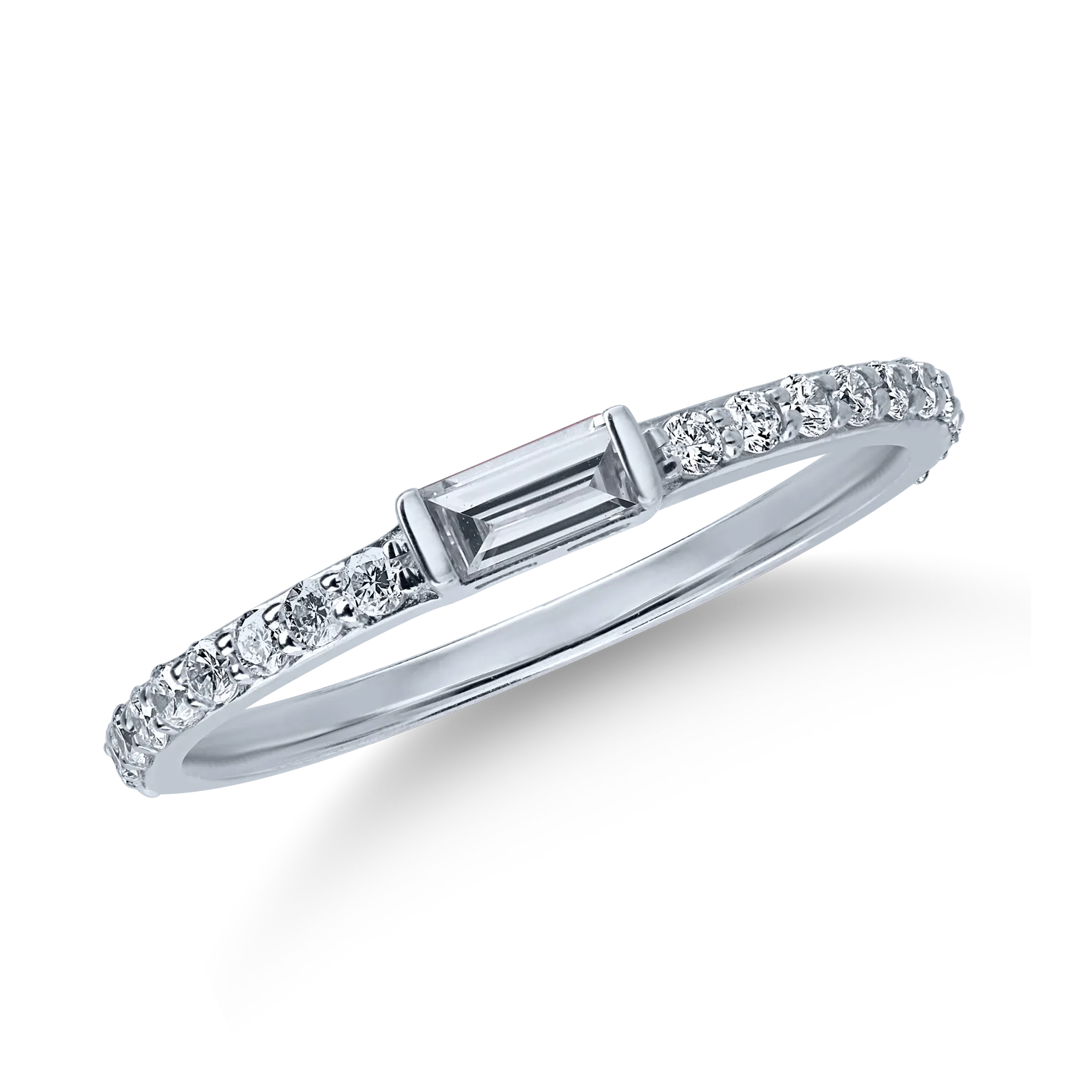 Пръстен от бяло злато с 0.08ct диамант и 0.21ct диаманти-156144