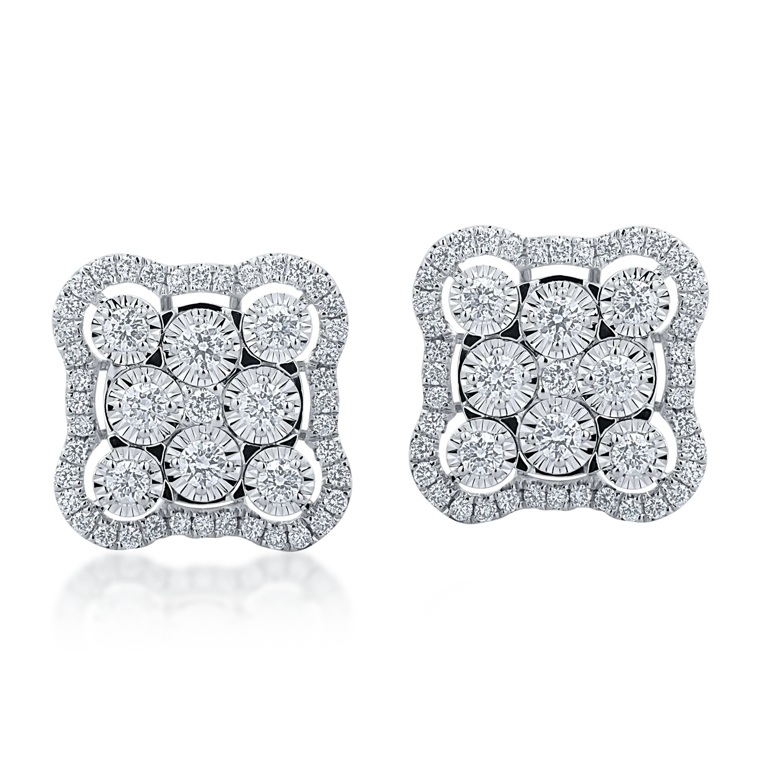 Fehér arany fülbevaló 0.94ct gyémántokkal