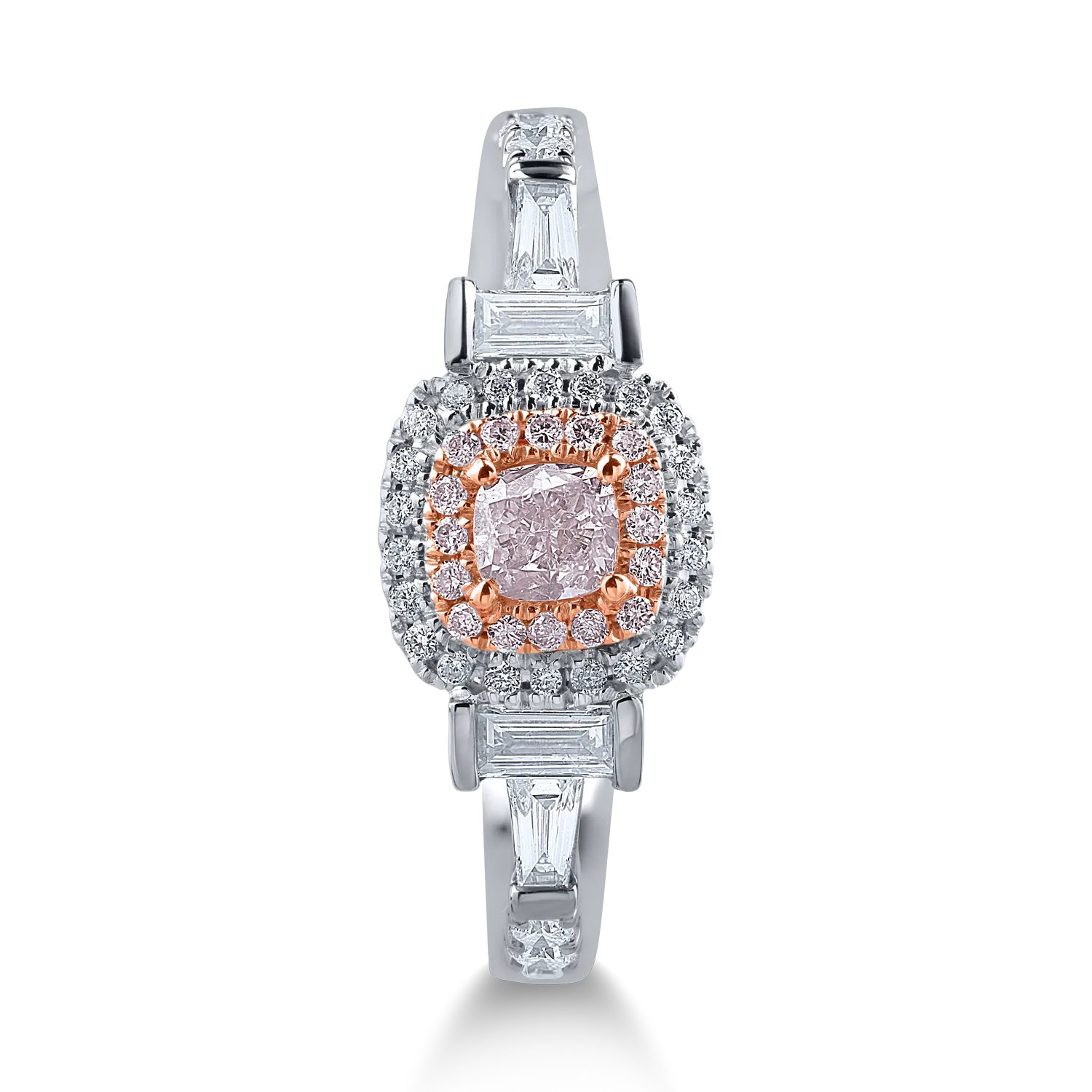 Fehér rózsa arany gyűrű 0.52ct tiszta gyémántokkal és 0.29ct rózsa gyémántokkal