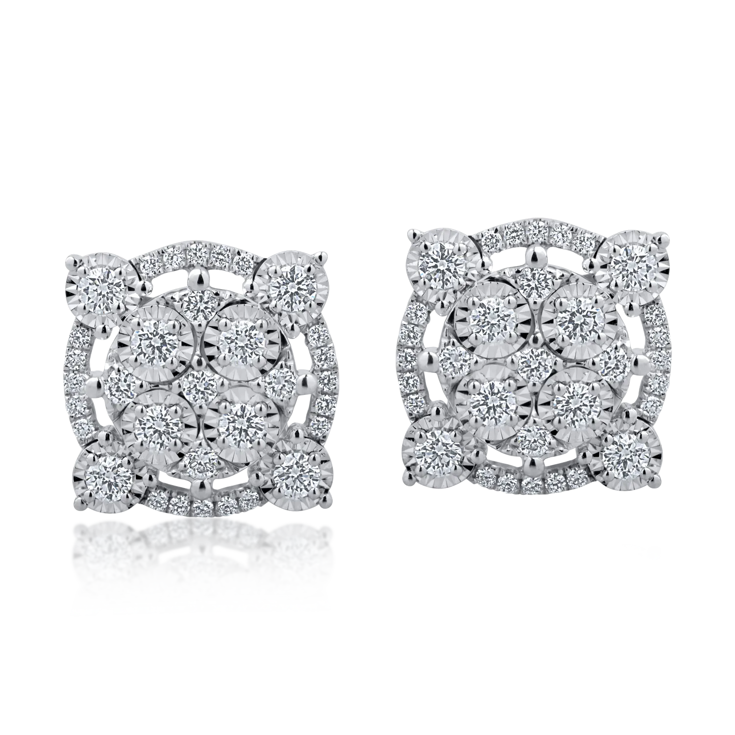 Cercei din aur alb cu diamante de 0.7ct