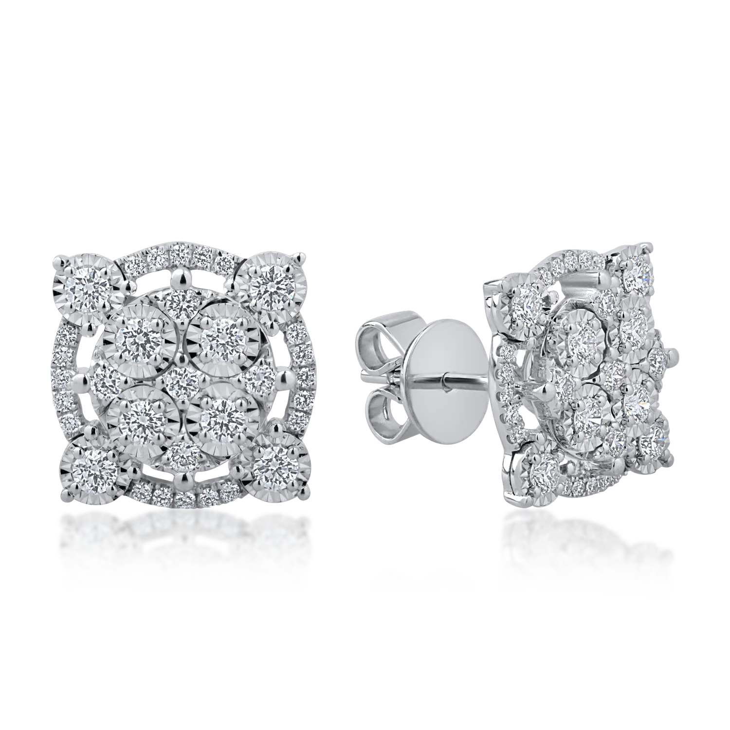 Cercei din aur alb cu diamante de 0.7ct