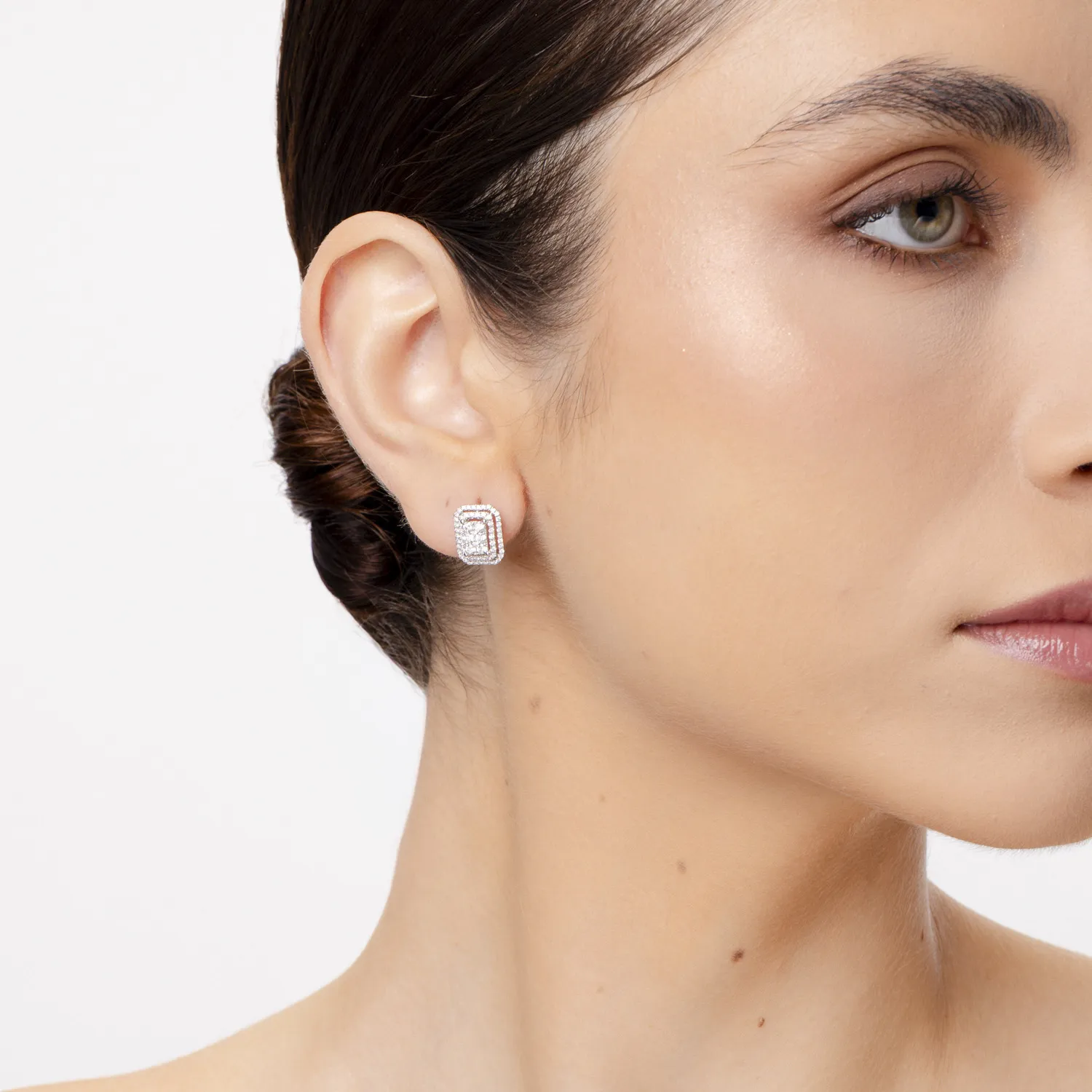 Fehér arany fülbevaló 0.8ct gyémánttal
