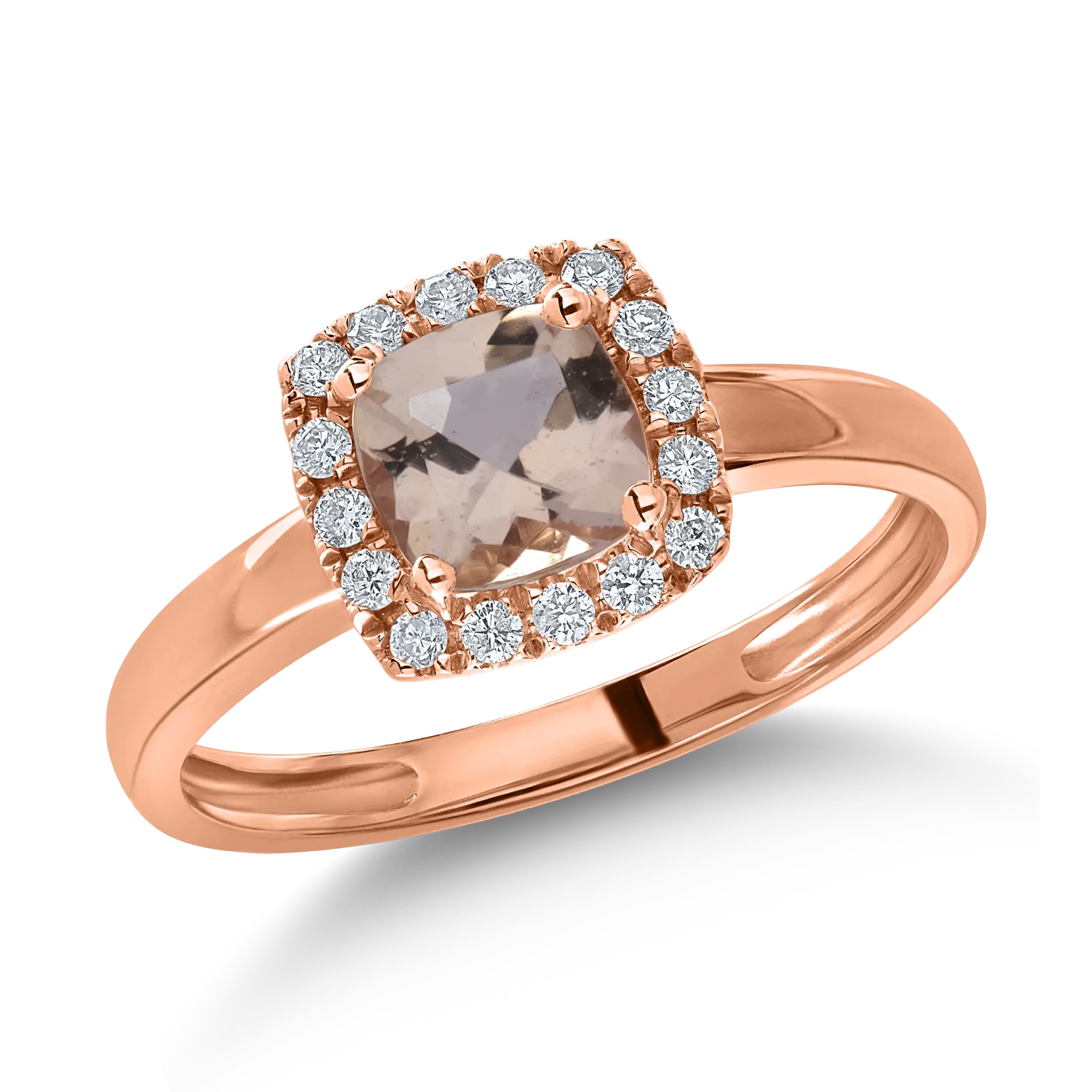 Rose gold ring with 0.8ct morganite and 0.14ct diamonds