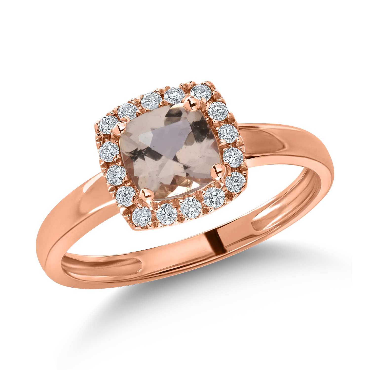 Rose gold ring with 0.87ct morganite and 0.14ct diamonds