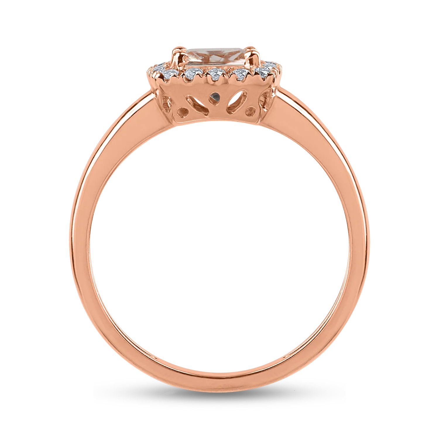 Inel din aur roz cu morganit de 0.87 ct si diamante de 0.14ct
