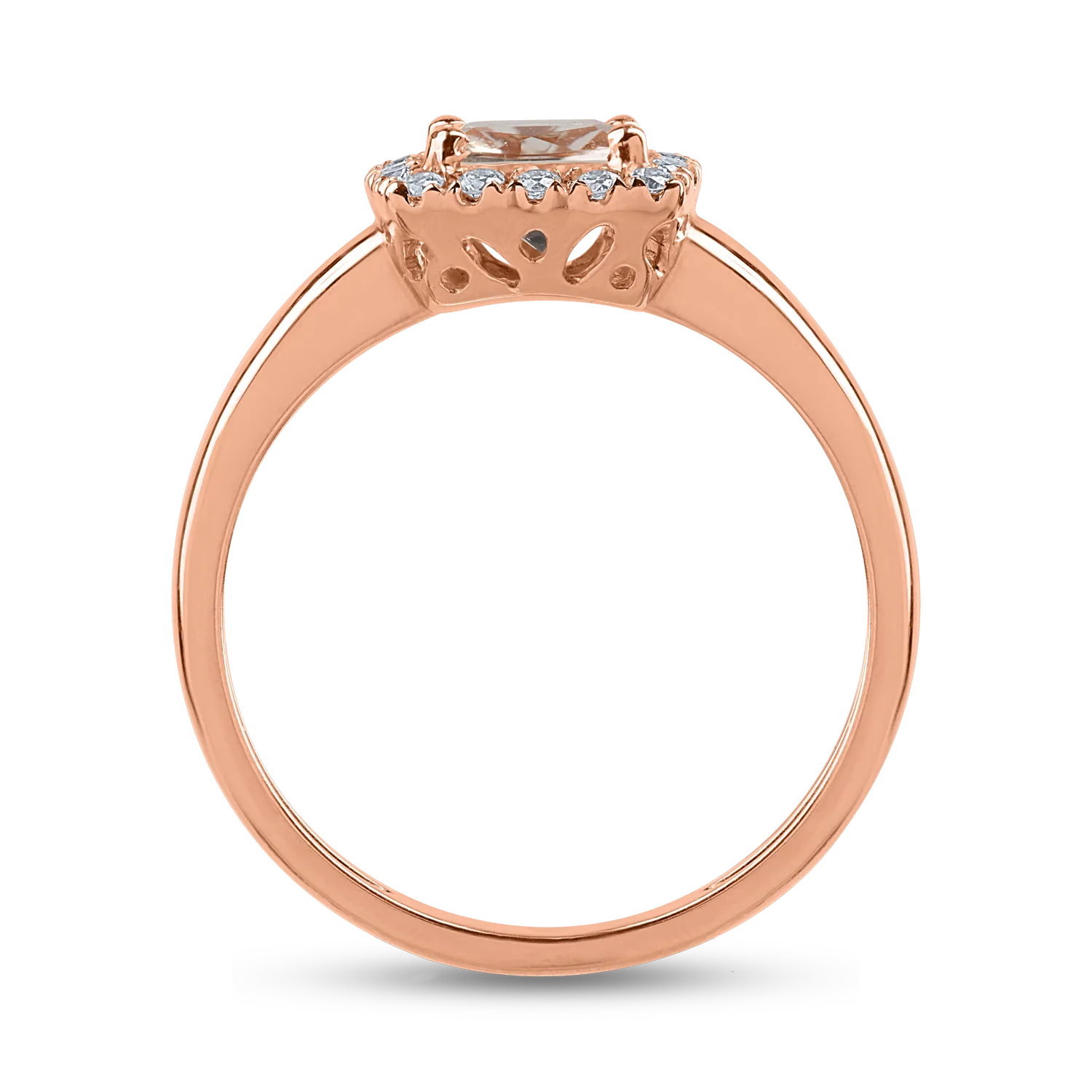 Inel din aur roz cu morganit de 0.8ct si diamante de 0.14ct