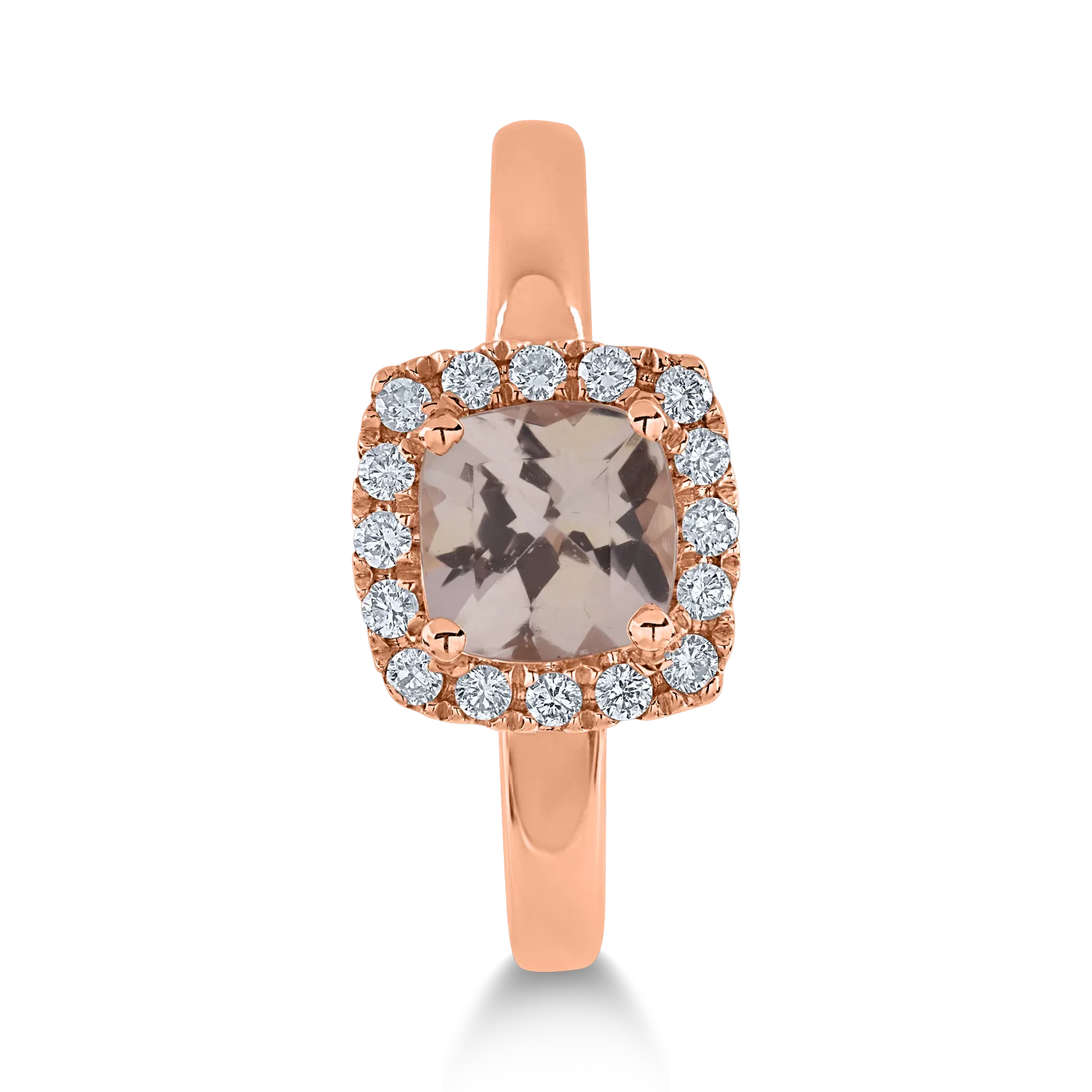 Inel din aur roz cu morganit de 0.8ct si diamante de 0.14ct