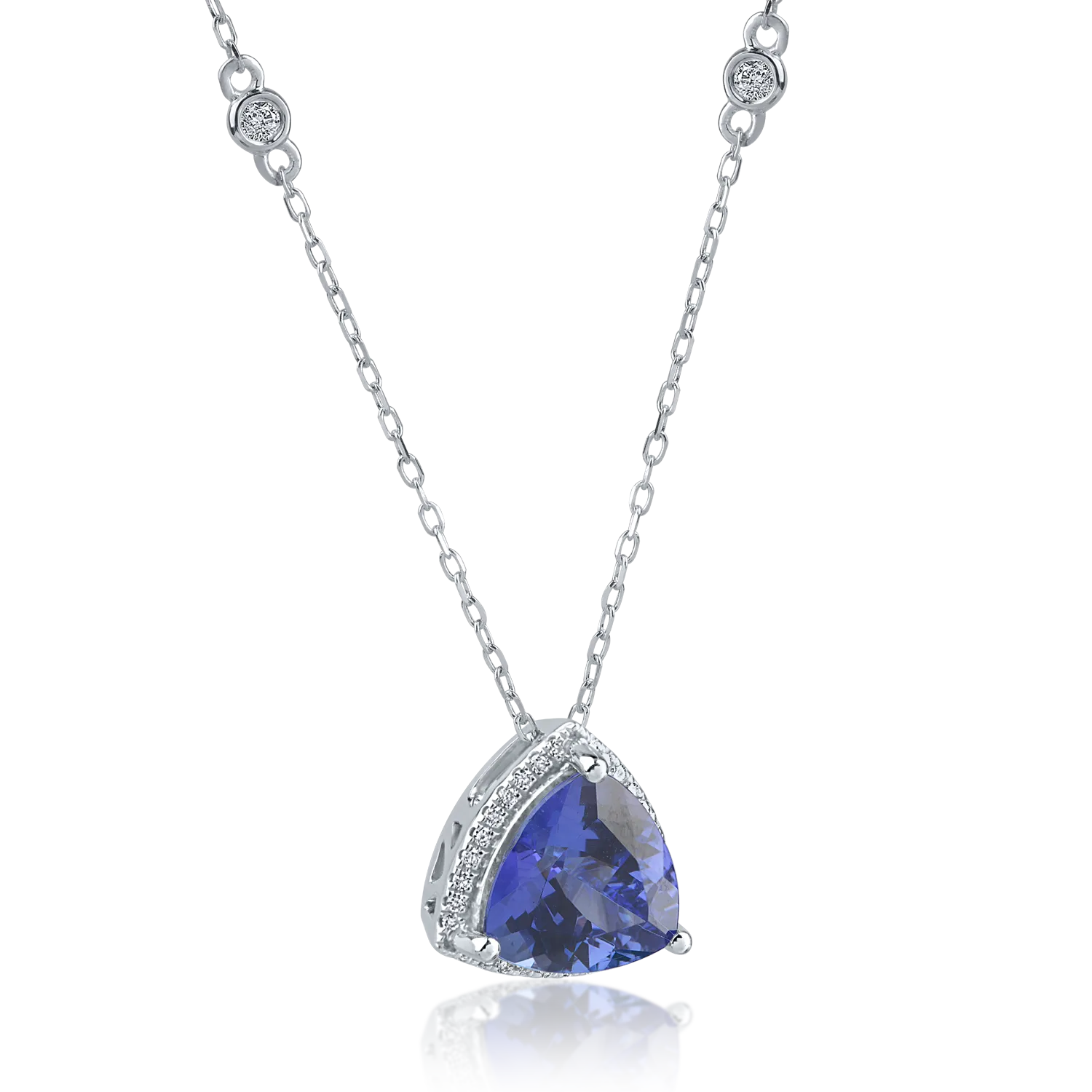 Висулка от бяло злато с 3.26ct танзанит и 0.17ct диаманти