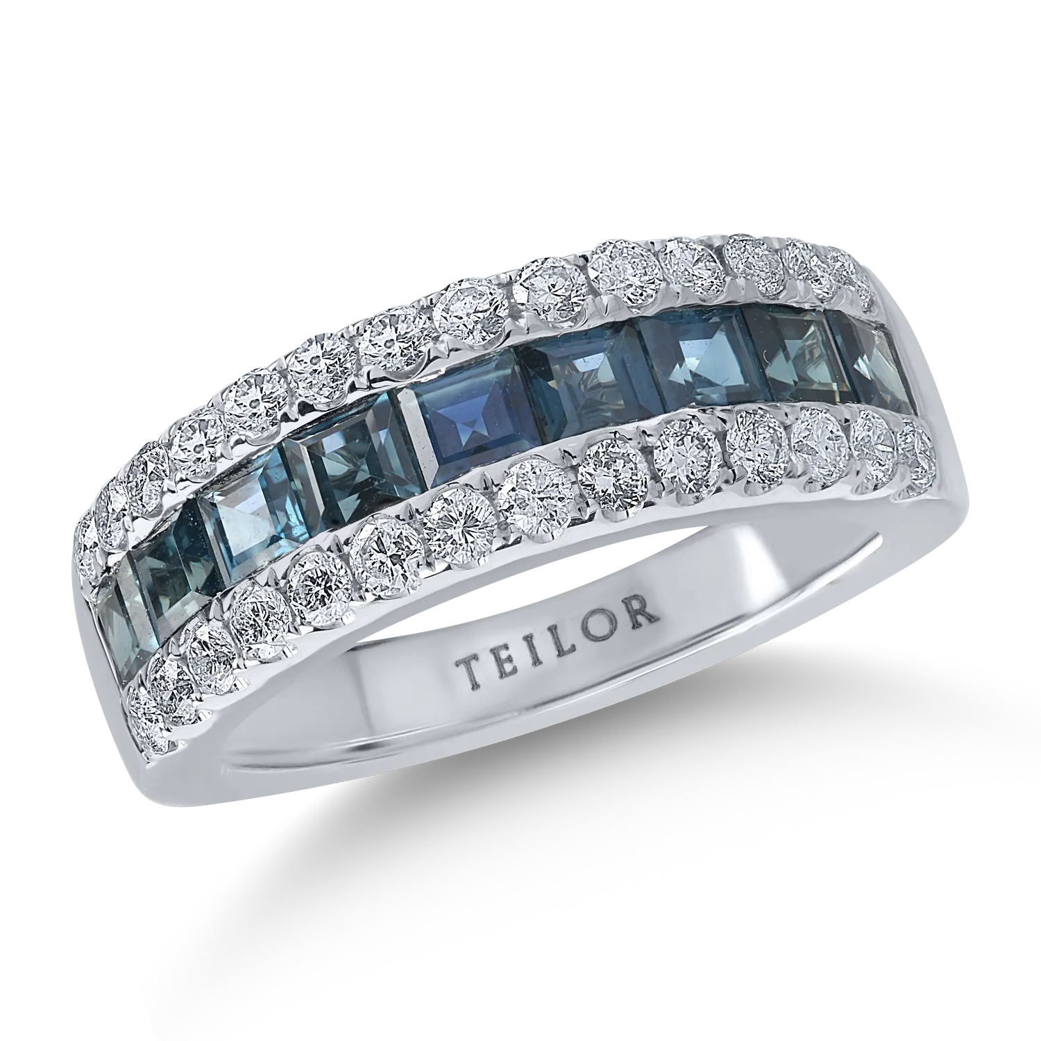 Inel semi eternity din aur alb cu safire de 1.79ct si diamante de 0.72ct-156242