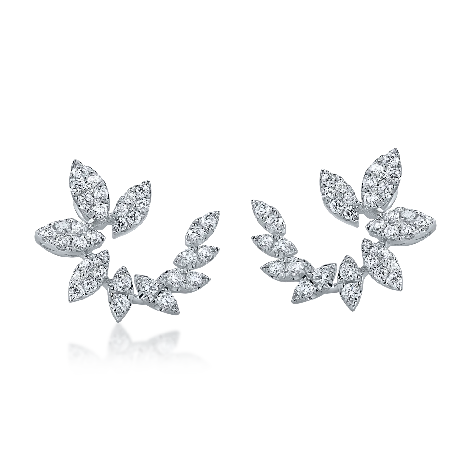 White gold flower earrings with 0.48ct diamonds-156255