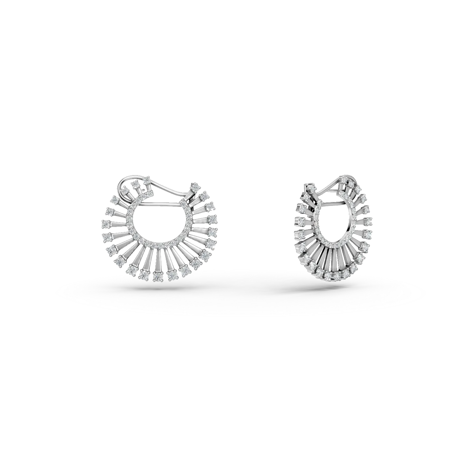 Cercei geometrici din aur alb cu diamante de 1.31ct