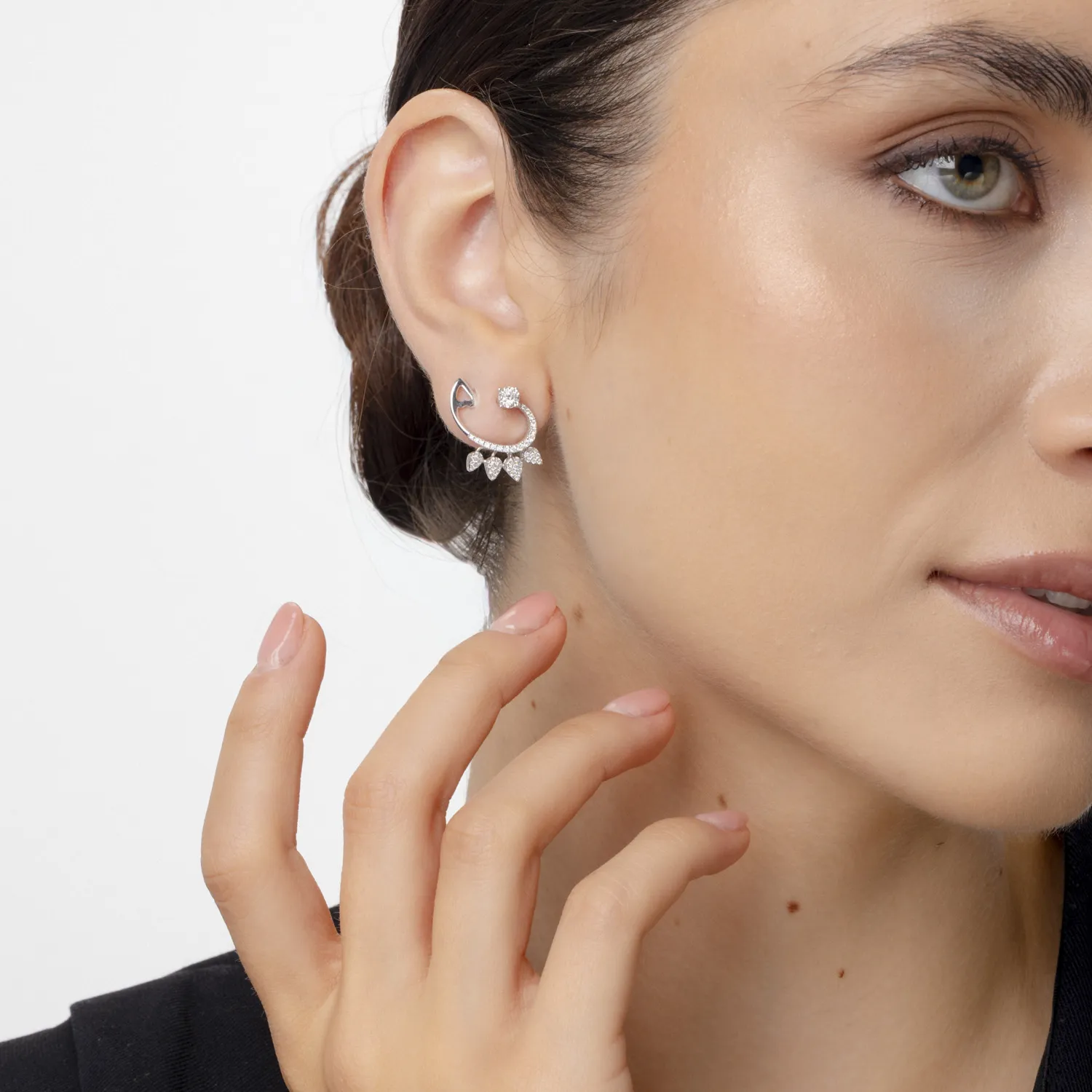 Fehér arany fülbevaló 0.67ct gyémánttal