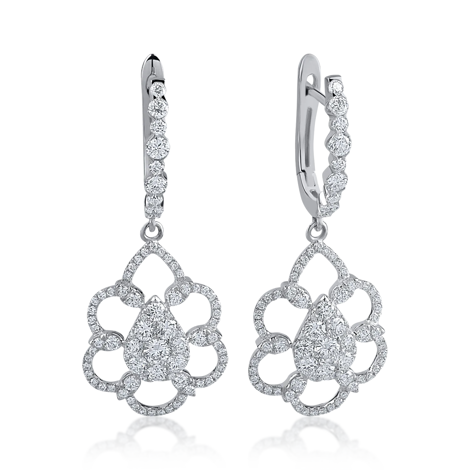 Teilor Cercei din aur alb cu diamante de 1.4ct