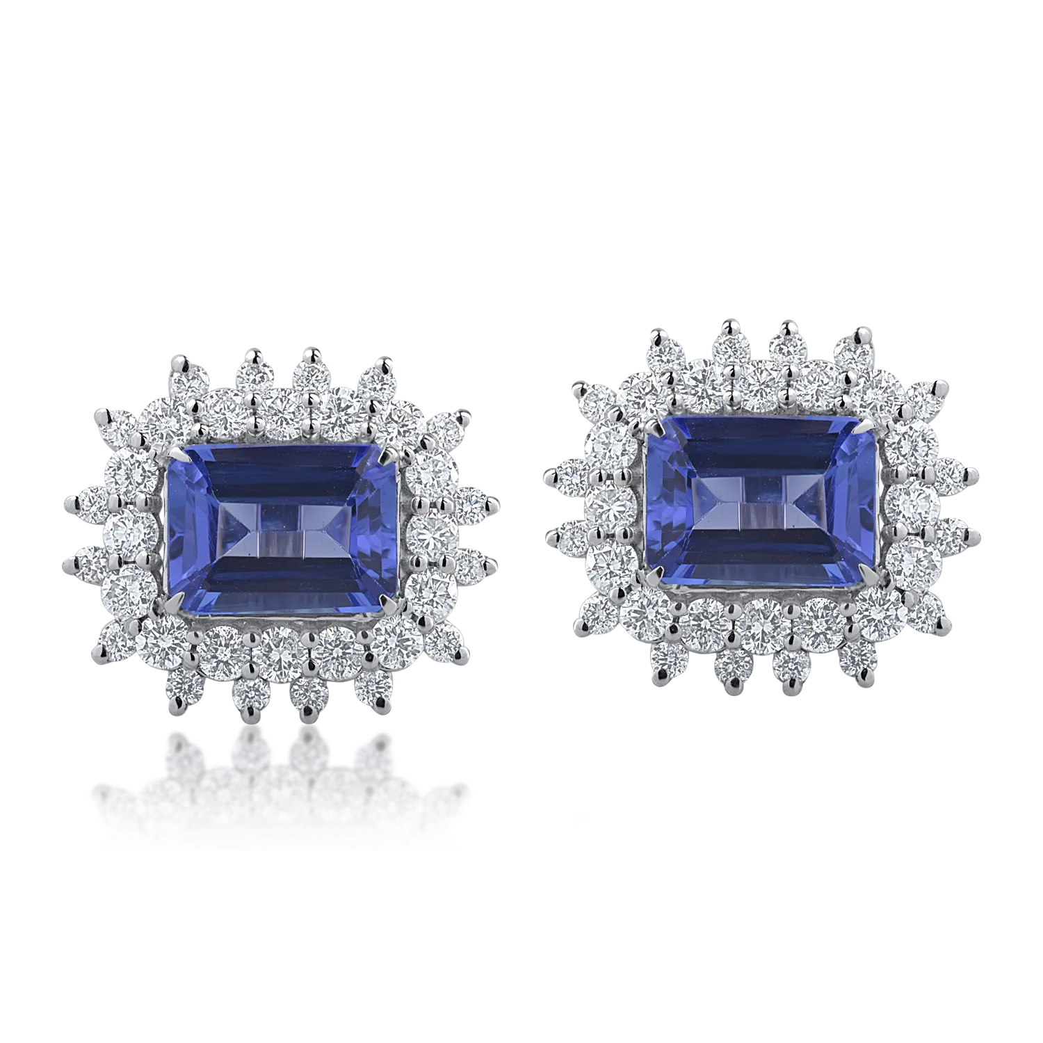 Cercei din aur alb cu tanzanite de 3.31ct si diamante de 1.26ct