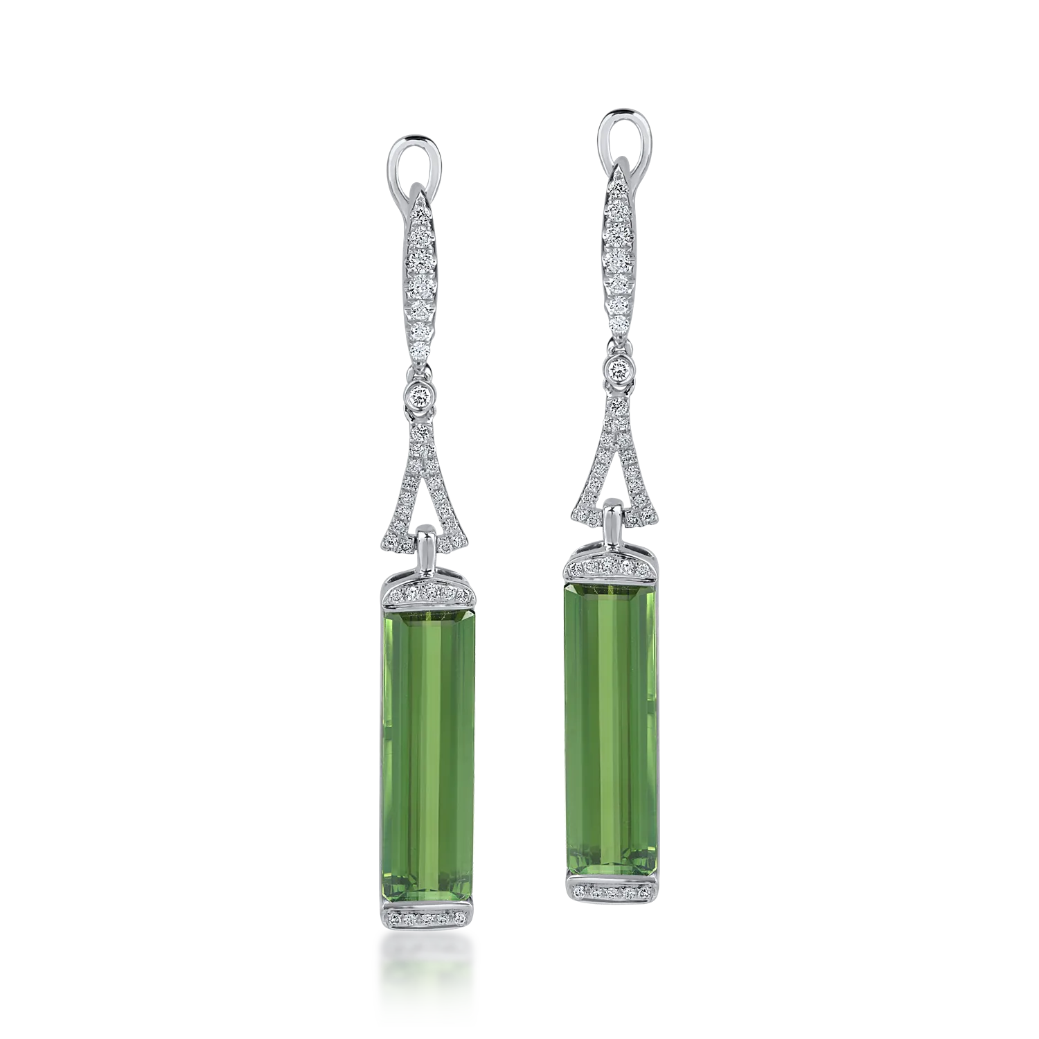 Cercei din aur alb cu turmaline verzi de 11.21ct si diamante de 0.4ct-156379