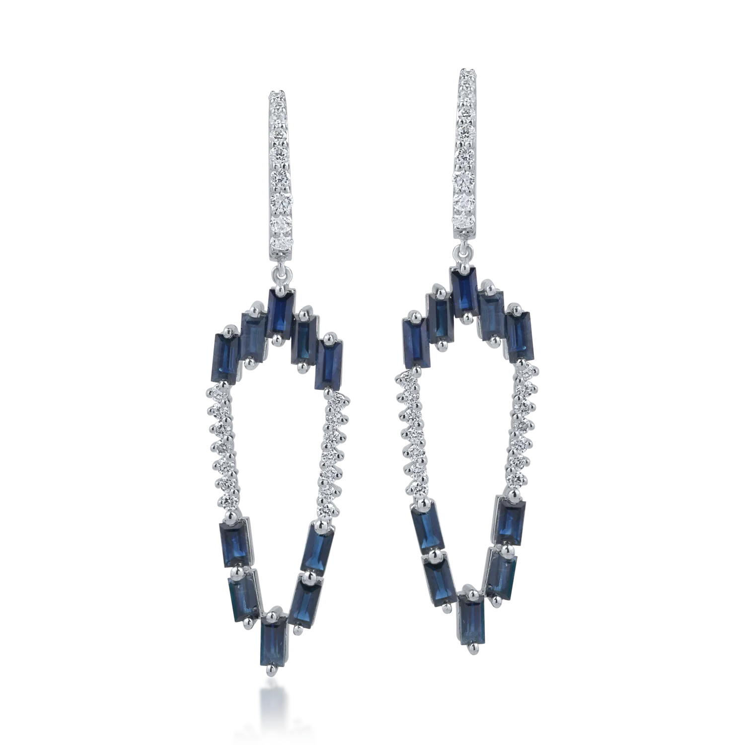 White gold earrings with 3.4ct sapphires and 0.66ct diamonds