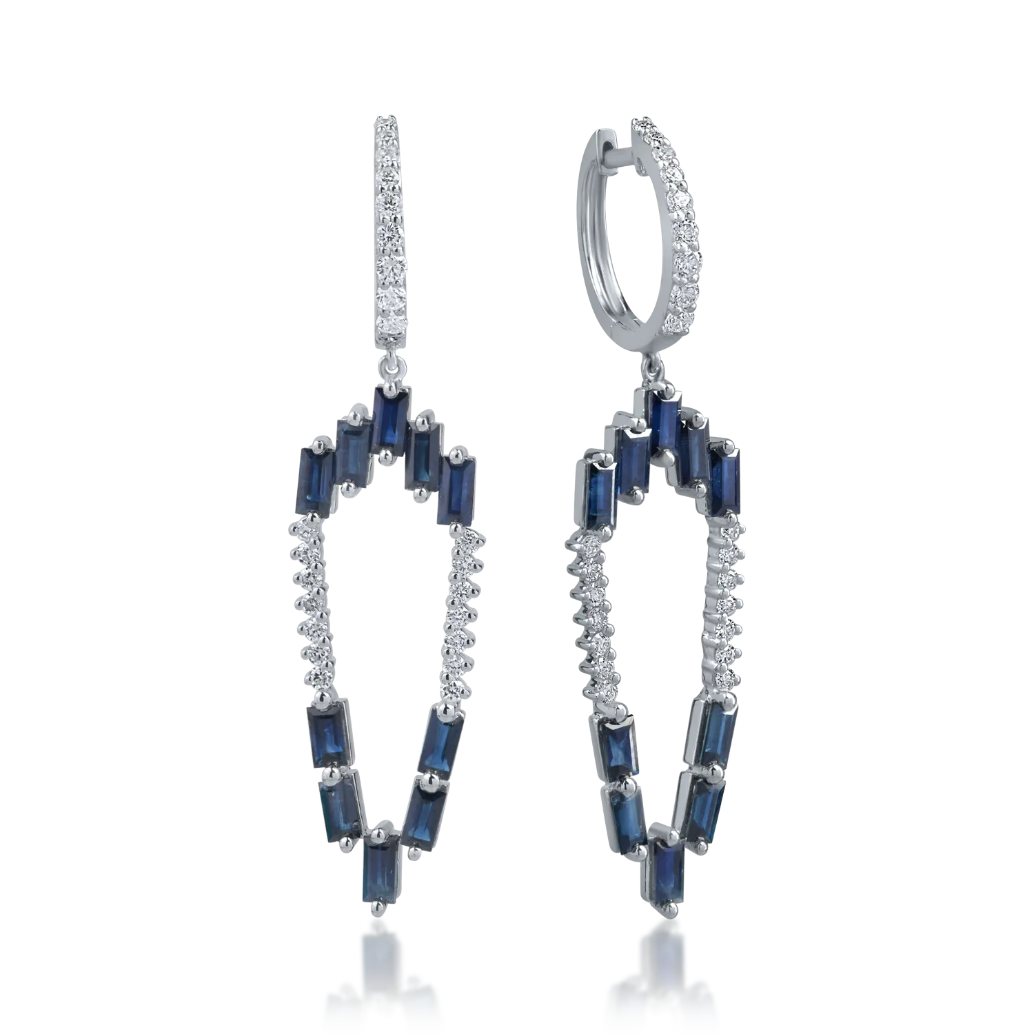 Teilor Cercei din aur alb cu safire de 3.4ct si diamante de 0.66ct