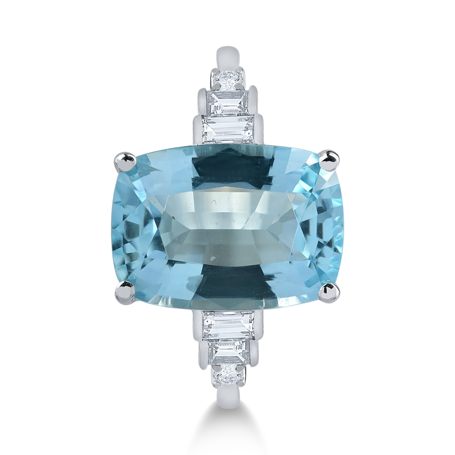 Inel din aur alb cu aquamarine de 5ct si diamante de 0.29ct