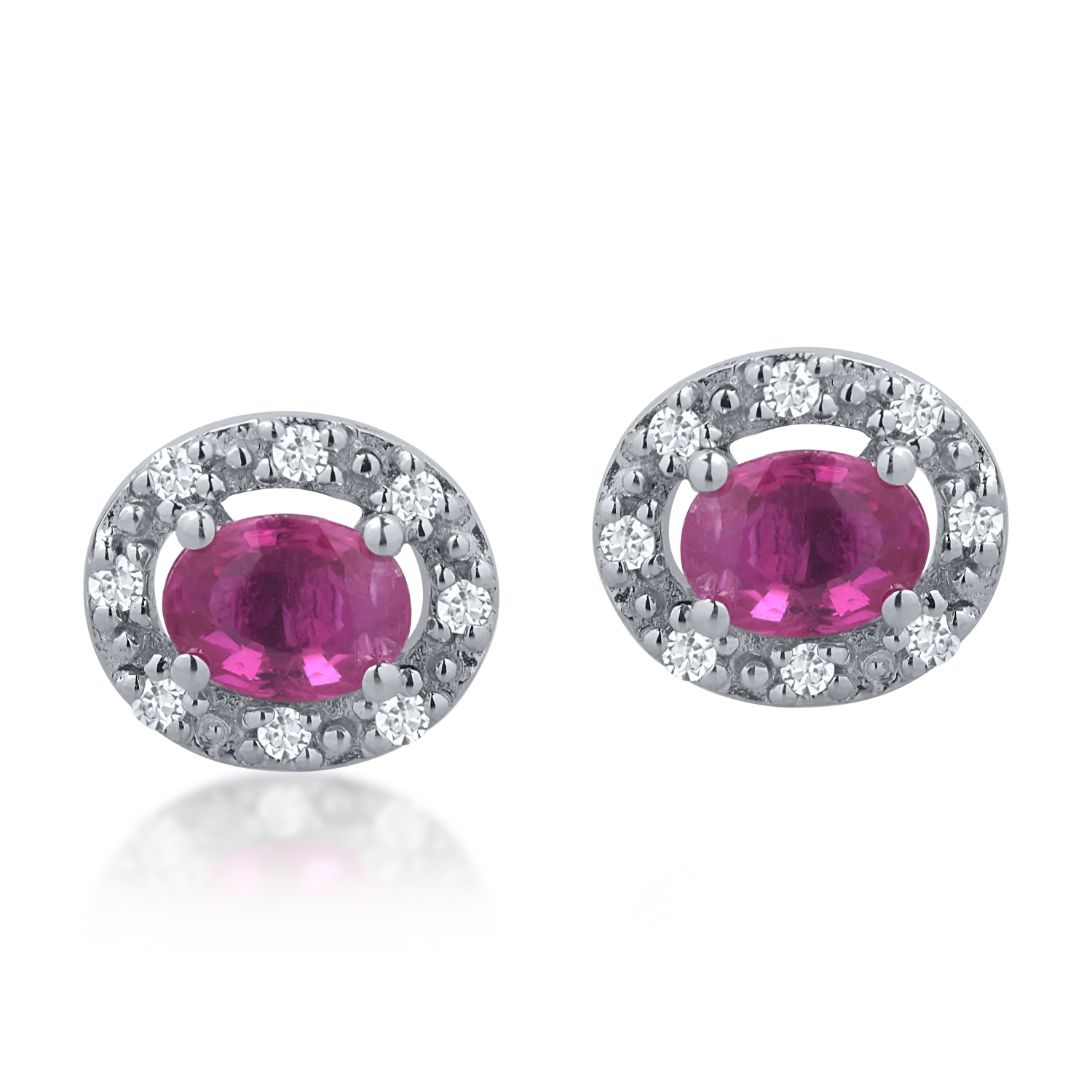 Cercei din aur alb cu rubine de 0.49ct si diamante de 0.07ct