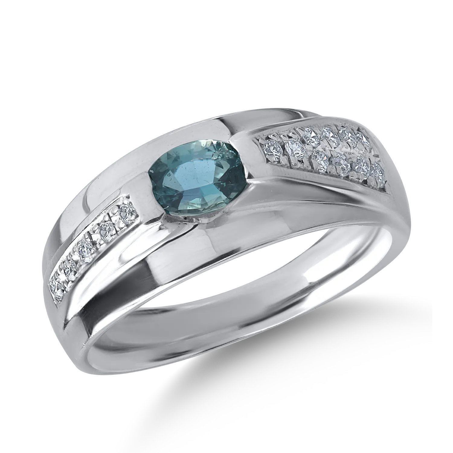Платинен пръстен с 0.52ct александрит и 0.18ct диаманти