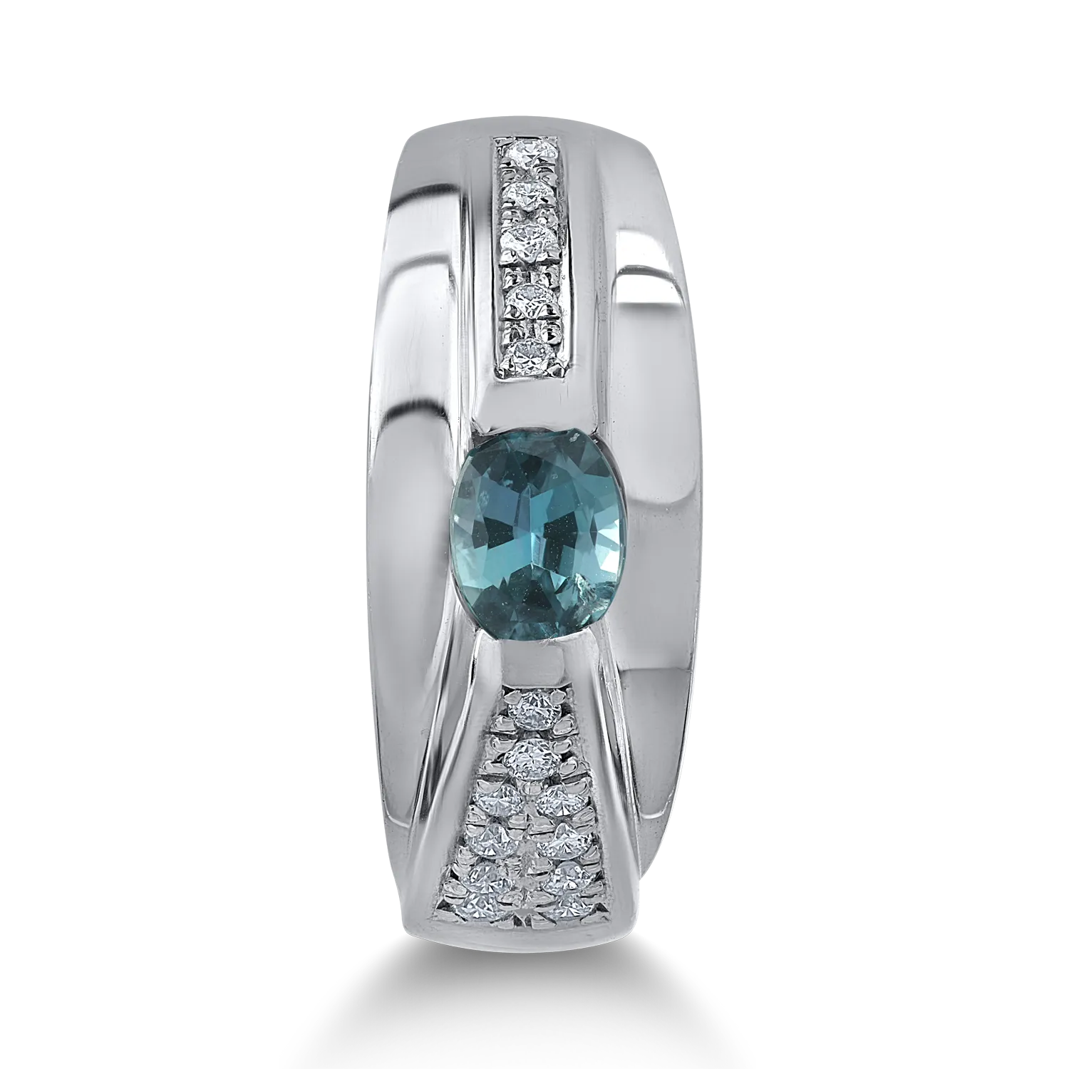 Inel din platina cu alexandrit oval de 0.5ct si diamante de 0.18ct - imagine 2