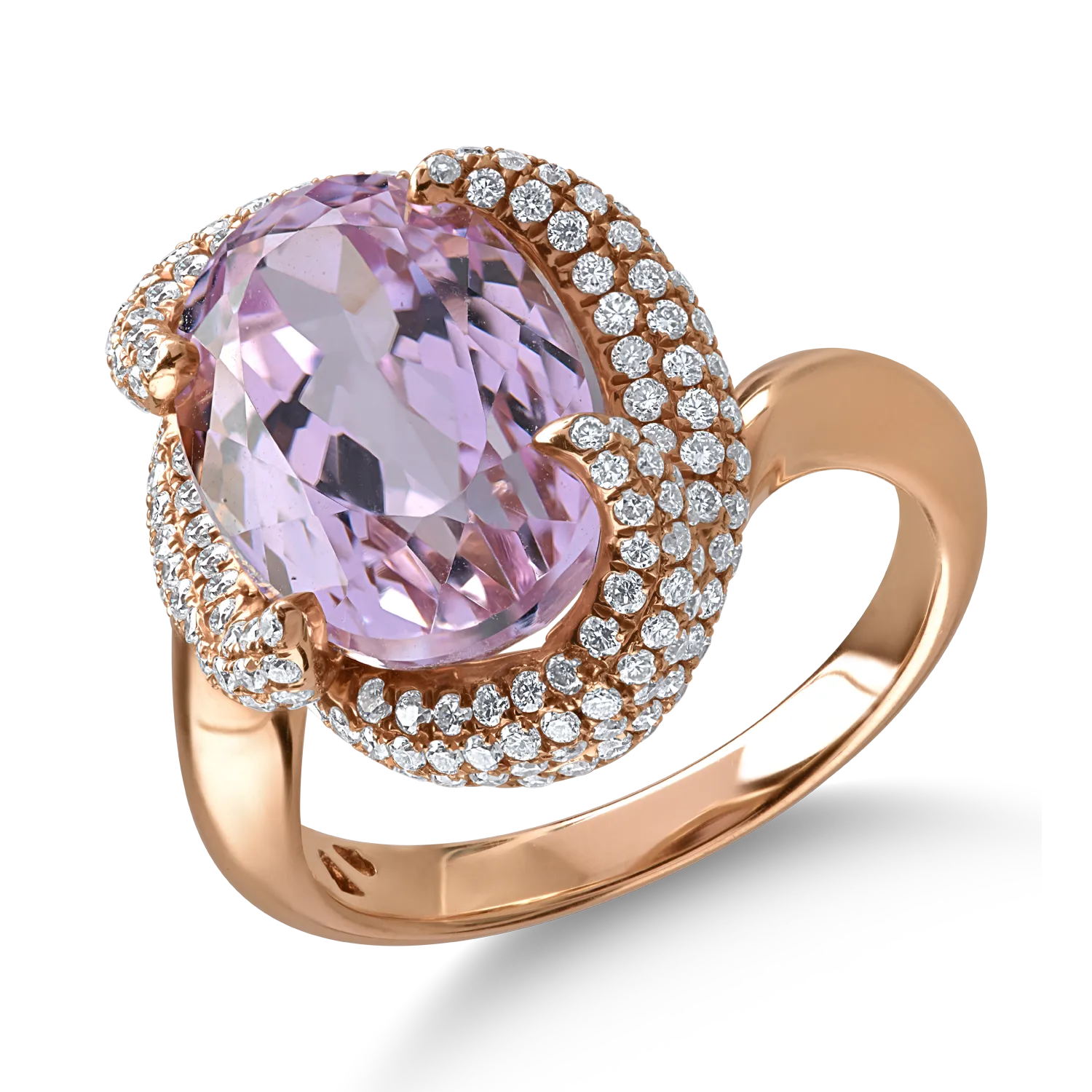 Rose gold ring with 8.84ct kunzite and 1.07ct diamonds