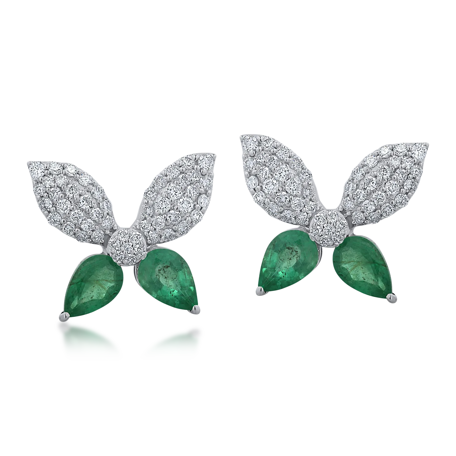 White gold earrings with 1.64ct emeralds and 0.62ct diamonds