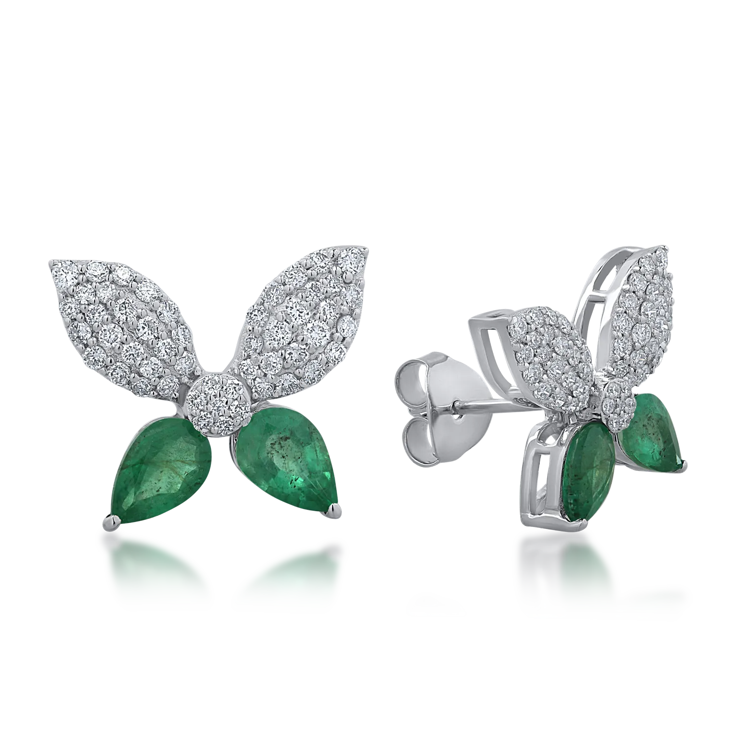 Kolczyki z białego złota ze szmaragdami o masie 1.64ct i brylantami o masie 0.62ct