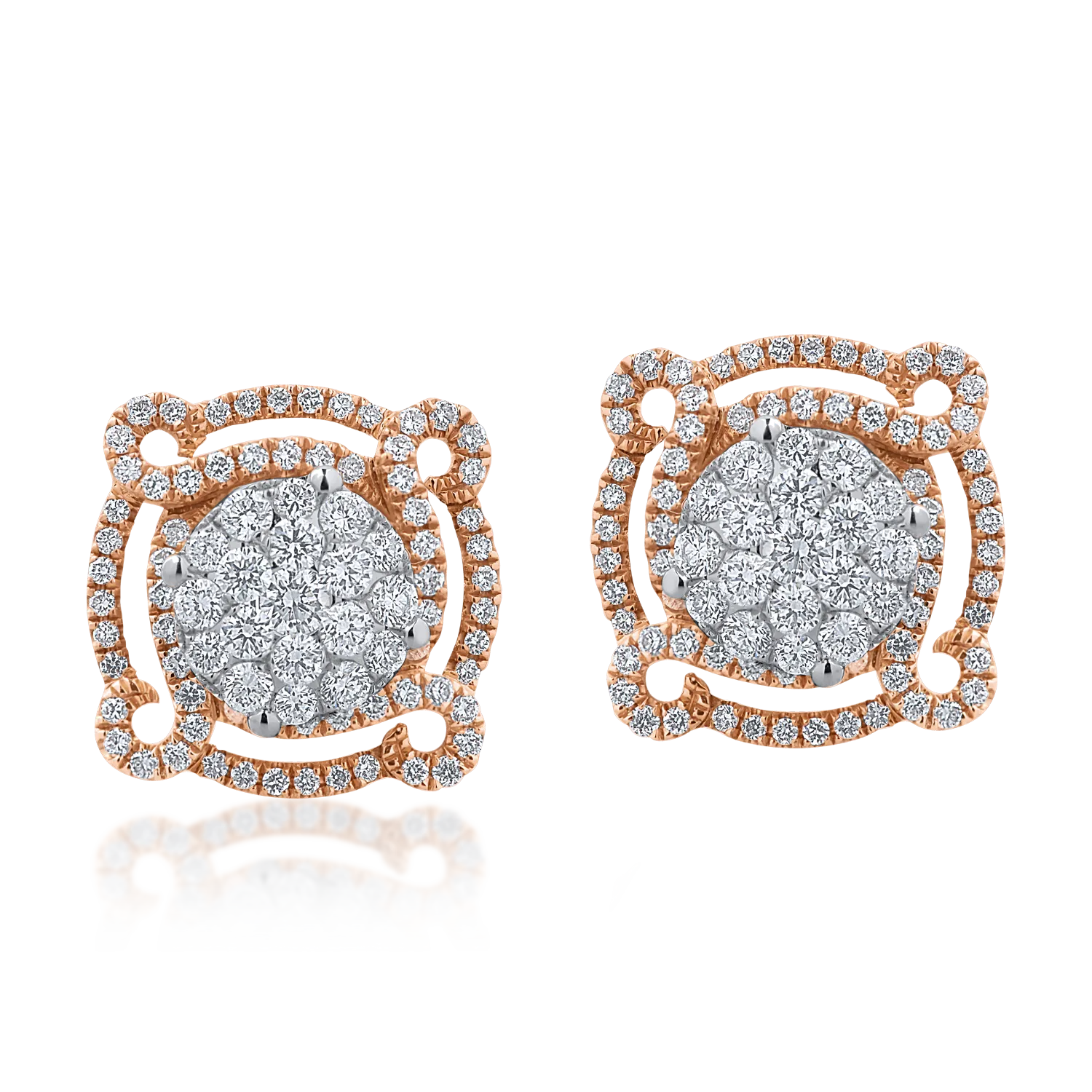 Fehér rózsa arany fülbevaló 0.83ct gyémántokkal