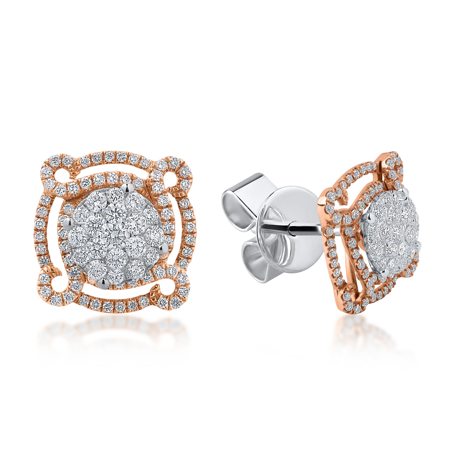 Cercei din aur alb-roz cu diamante de 0.83ct