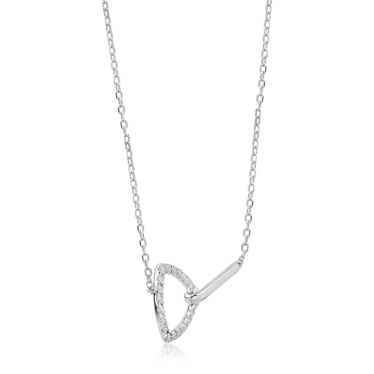Lant cu pandantiv din aur alb cu diamante de 0.17ct