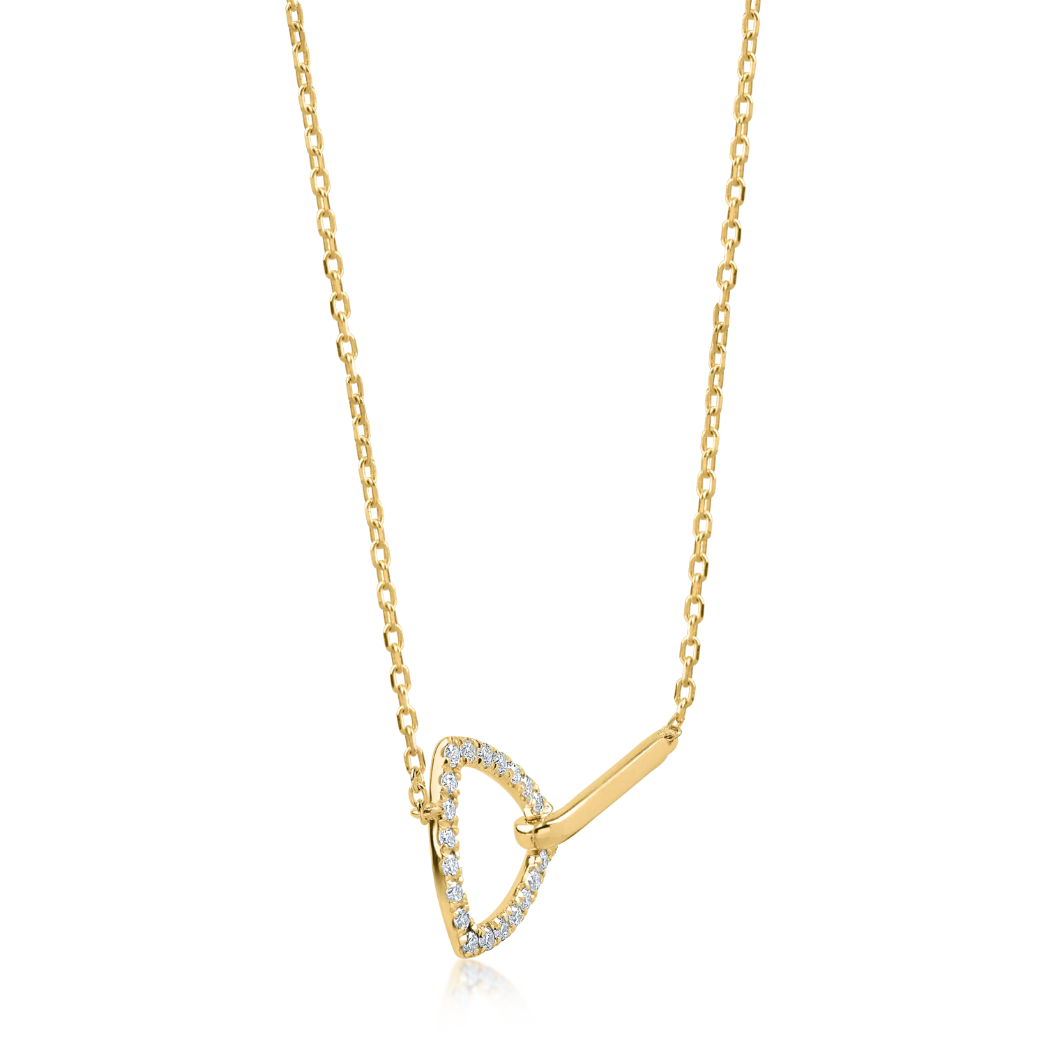 Lant cu pandantiv din aur galben cu diamante de 0.17ct