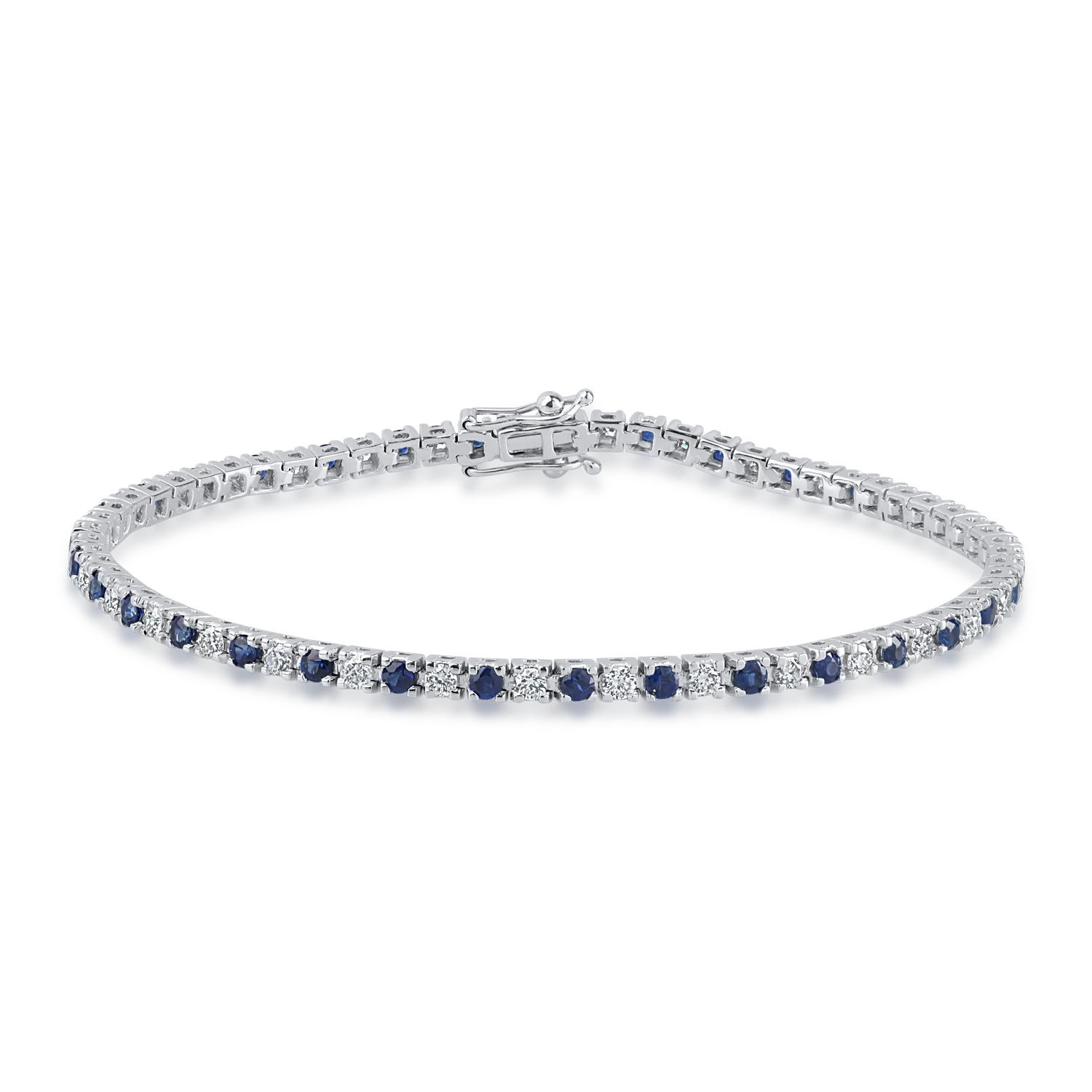 White gold tennis bracelet with 1.8ct sapphires and 1.3ct diamonds