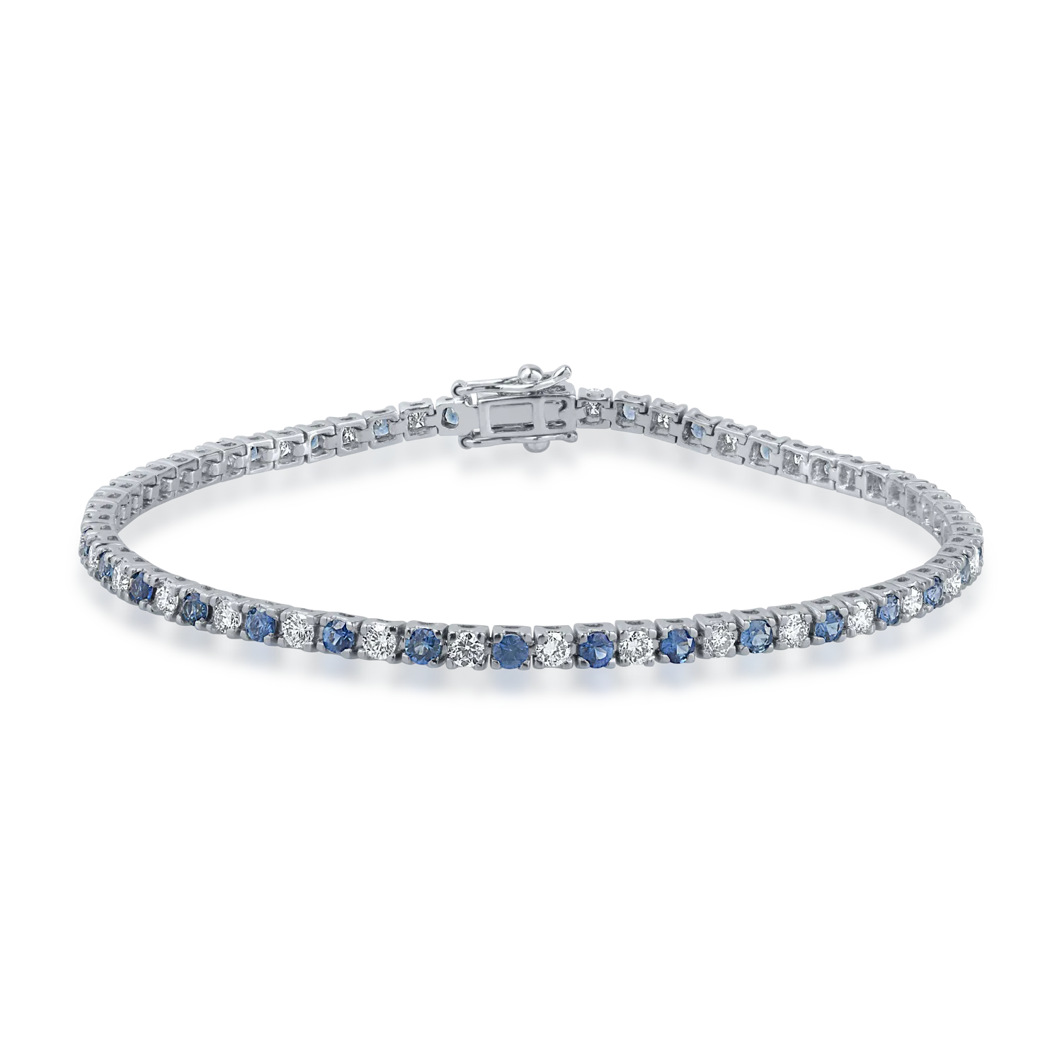 White gold tennis bracelet with 2.25ct sapphires and 1.87ct diamonds
