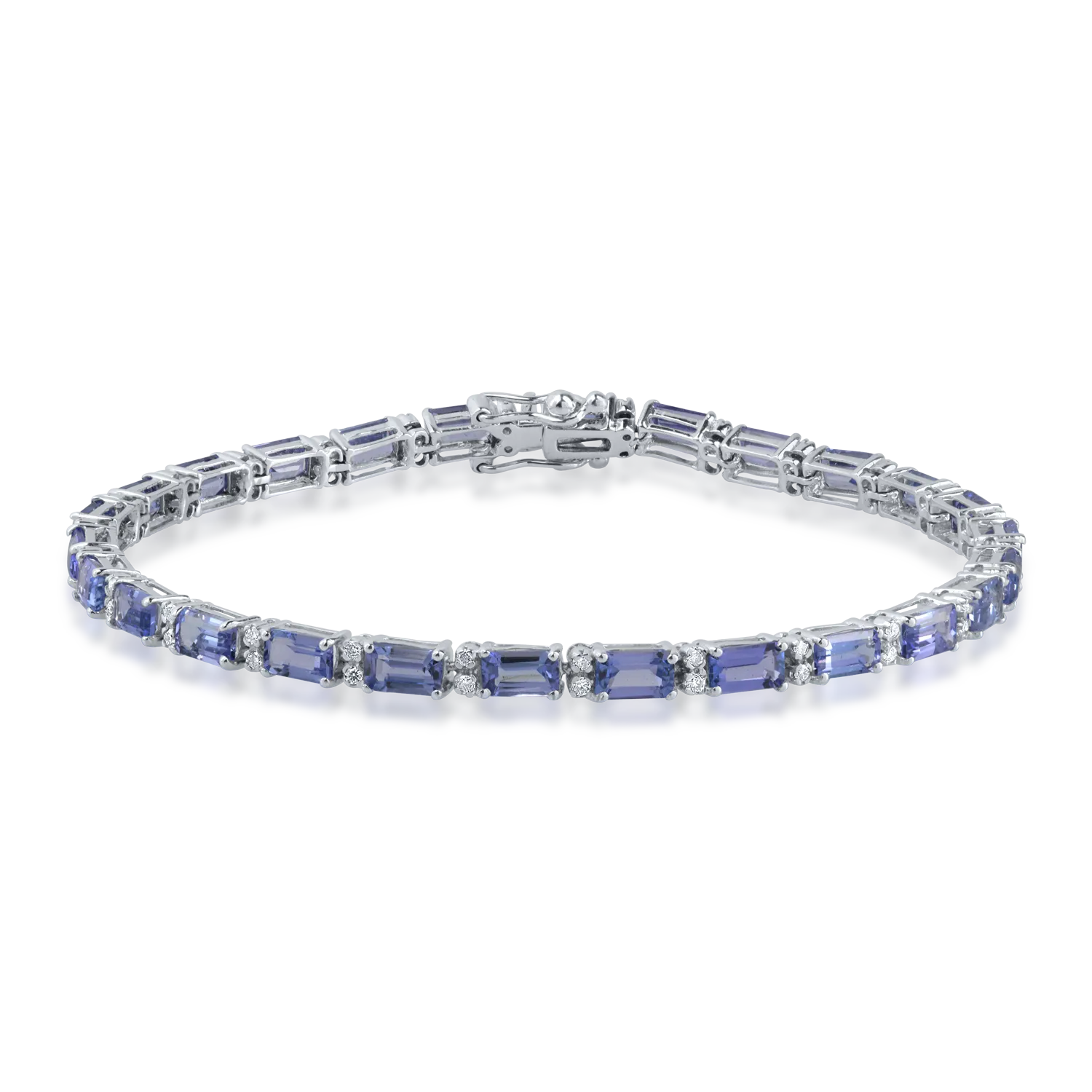 Bratara tennis din aur alb cu tanzanite de 7.87ct si diamante de 0.41ct-156537
