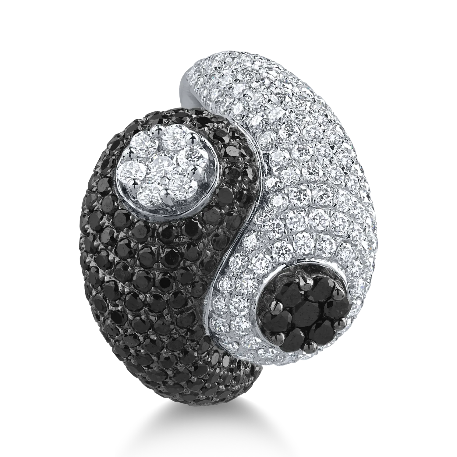 Fehérarany gyűrű 1.62ct fekete gyémántokkal és 1.5ct tiszta gyémántokkal