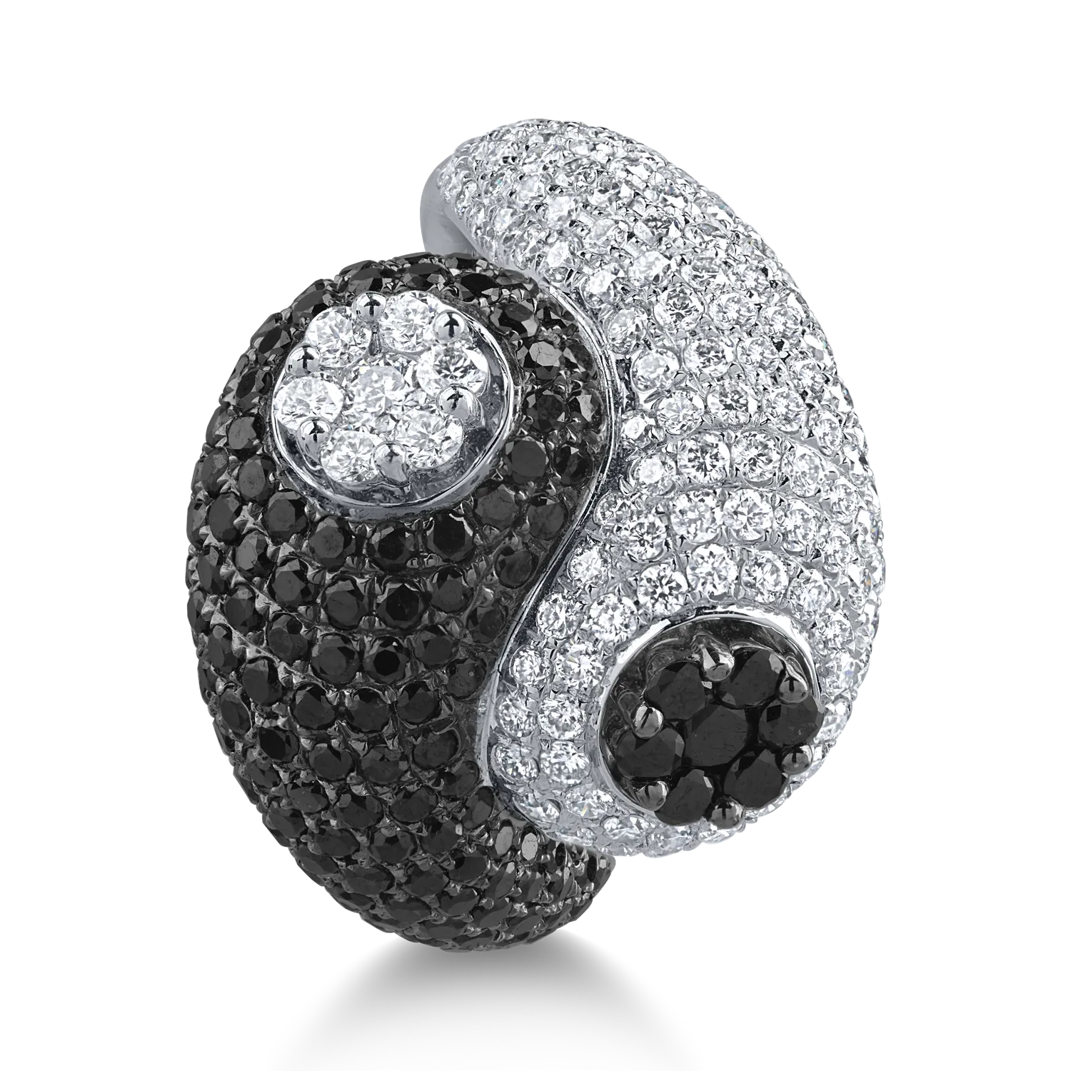 Inel din aur alb cu diamante negre de 1.62ct si diamante transparente de 1.5ct