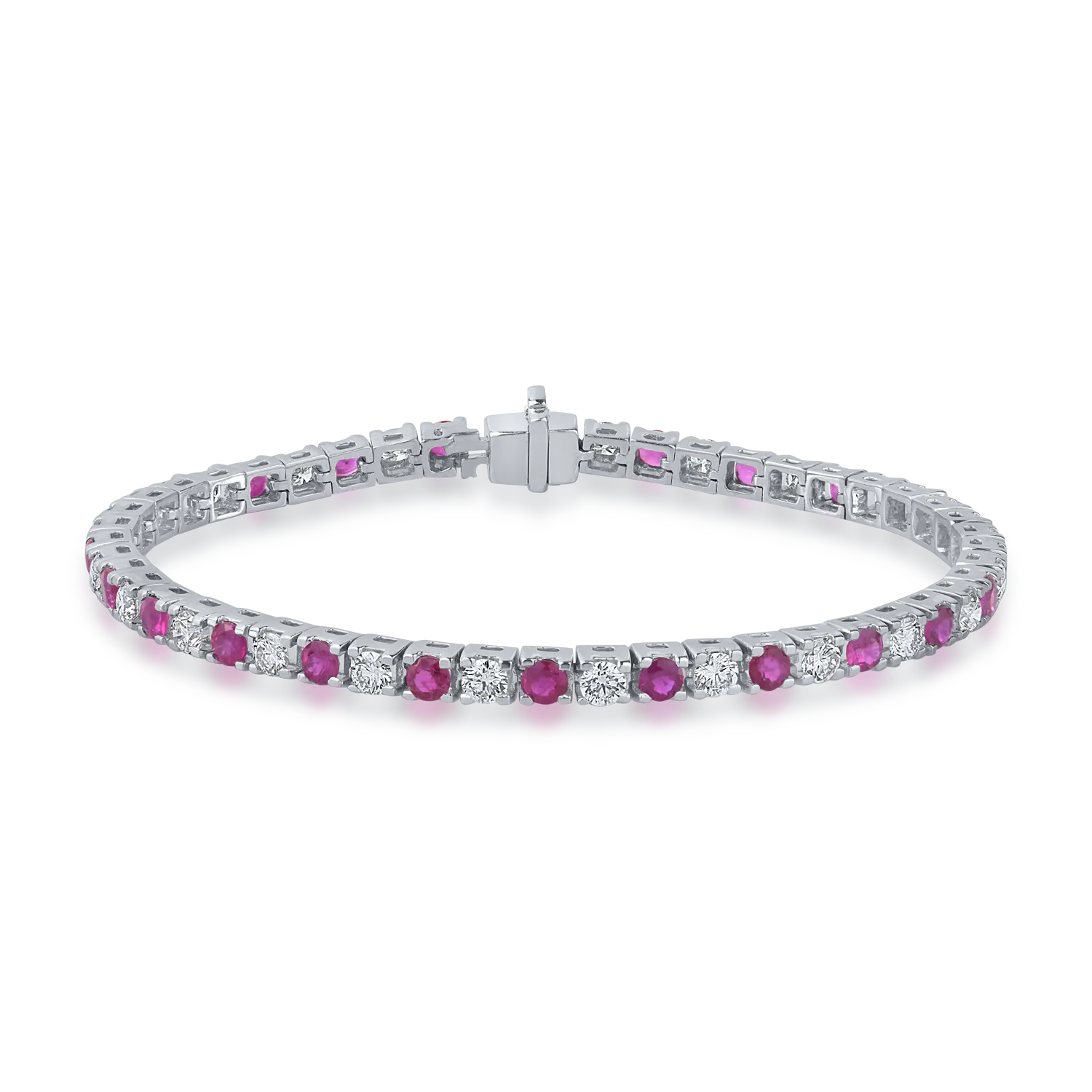 White gold tennis bracelet with 3.89ct rubies and 3.01ct diamonds