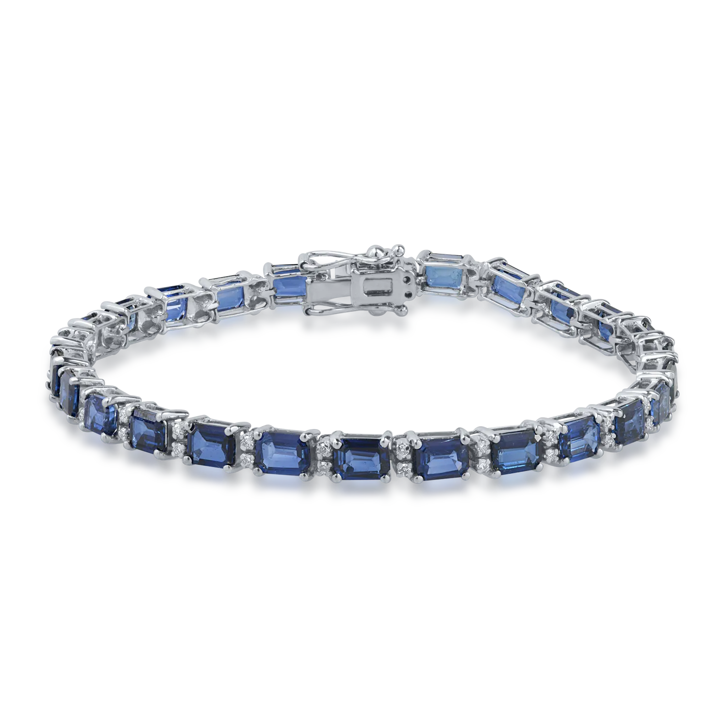 White gold tennis bracelet with 10.64ct sapphires and 0.41ct diamonds
