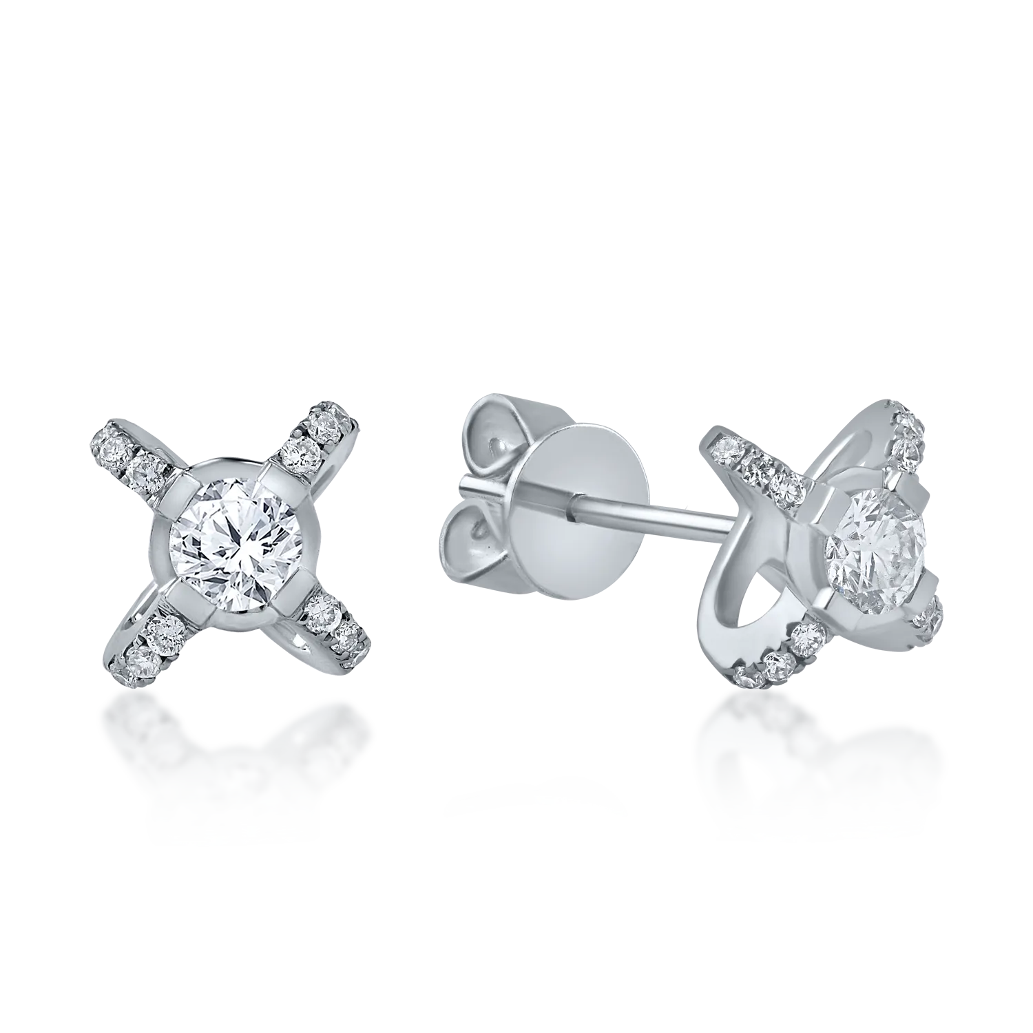 Kolczyki z białego złota z diamentami o masie 0.3ct