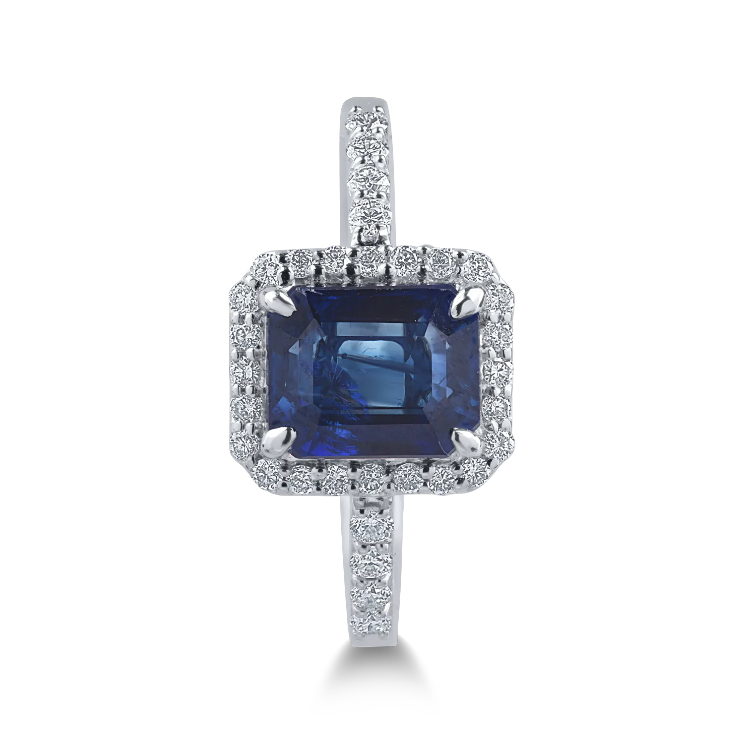 Пръстен от бяло злато с 1.8ct сапфир и 0.302ct диаманти
